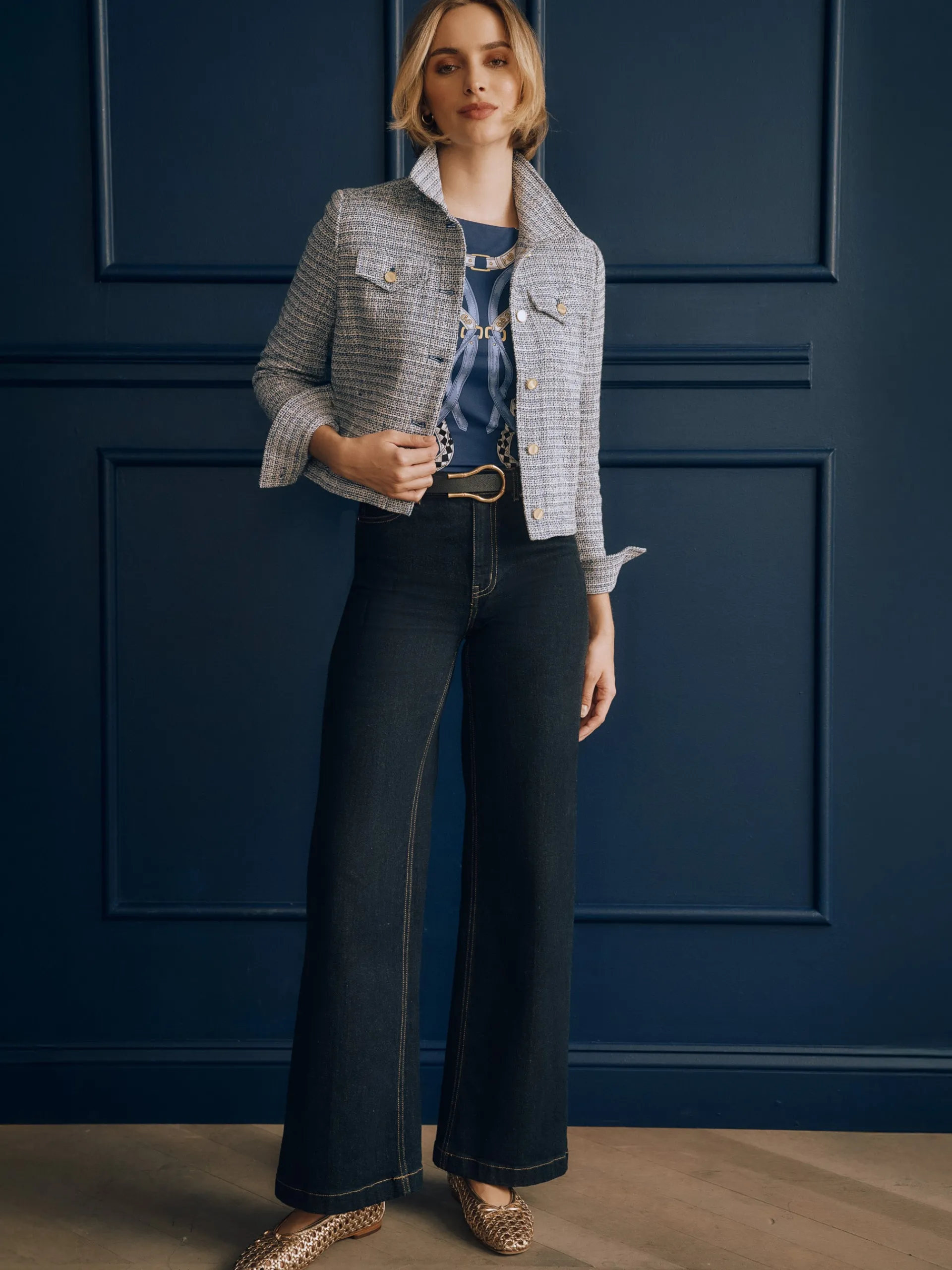 J.McLaughlin Colby Tweed Jacket Blue/Multi Sale