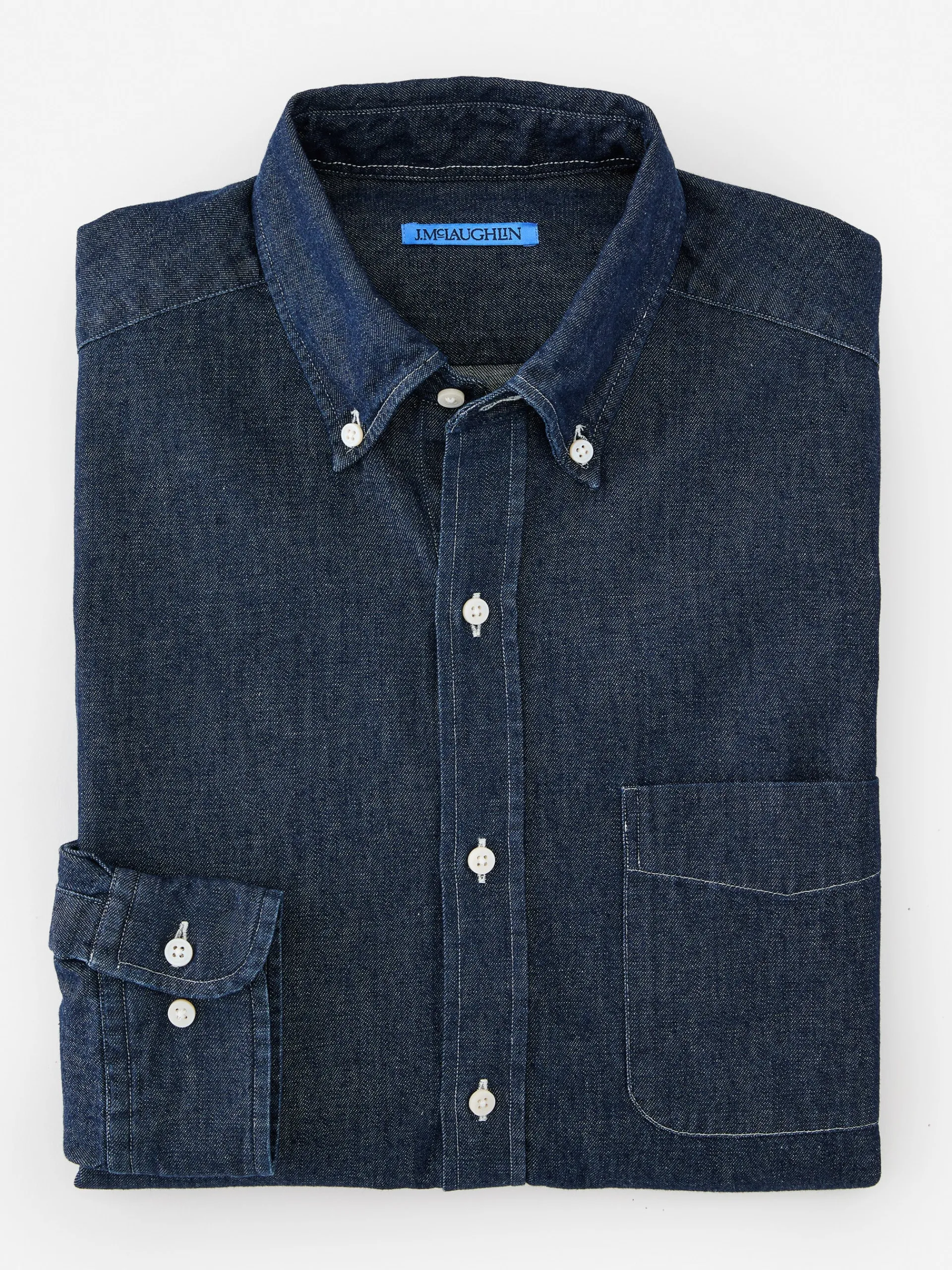 J.McLaughlin Collis Classic Fit Denim Shirt DarkDenim Discount