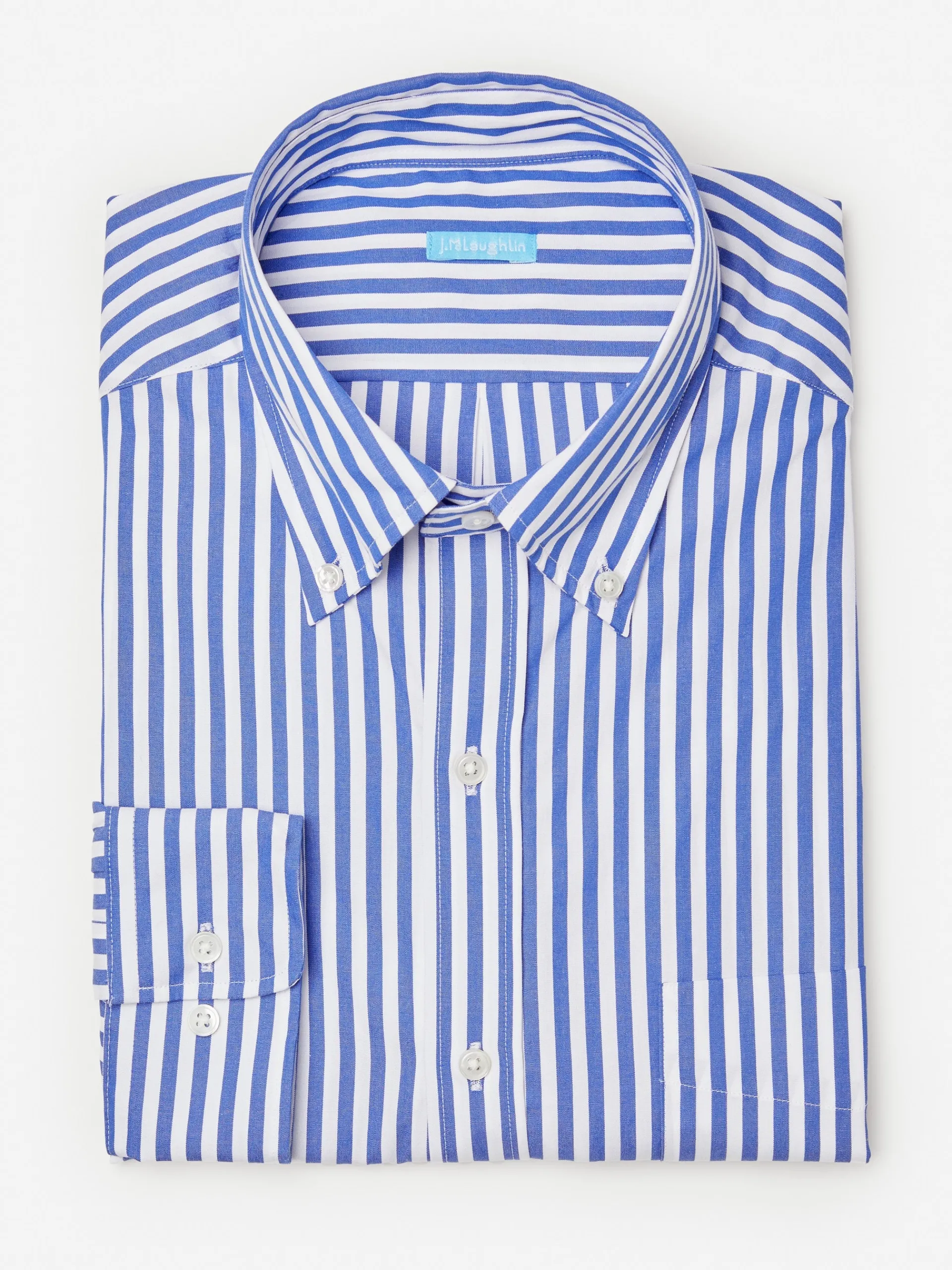J.McLaughlin Collis Classic Fit Shirt in Bengal Stripe RoyalBlue/White Clearance