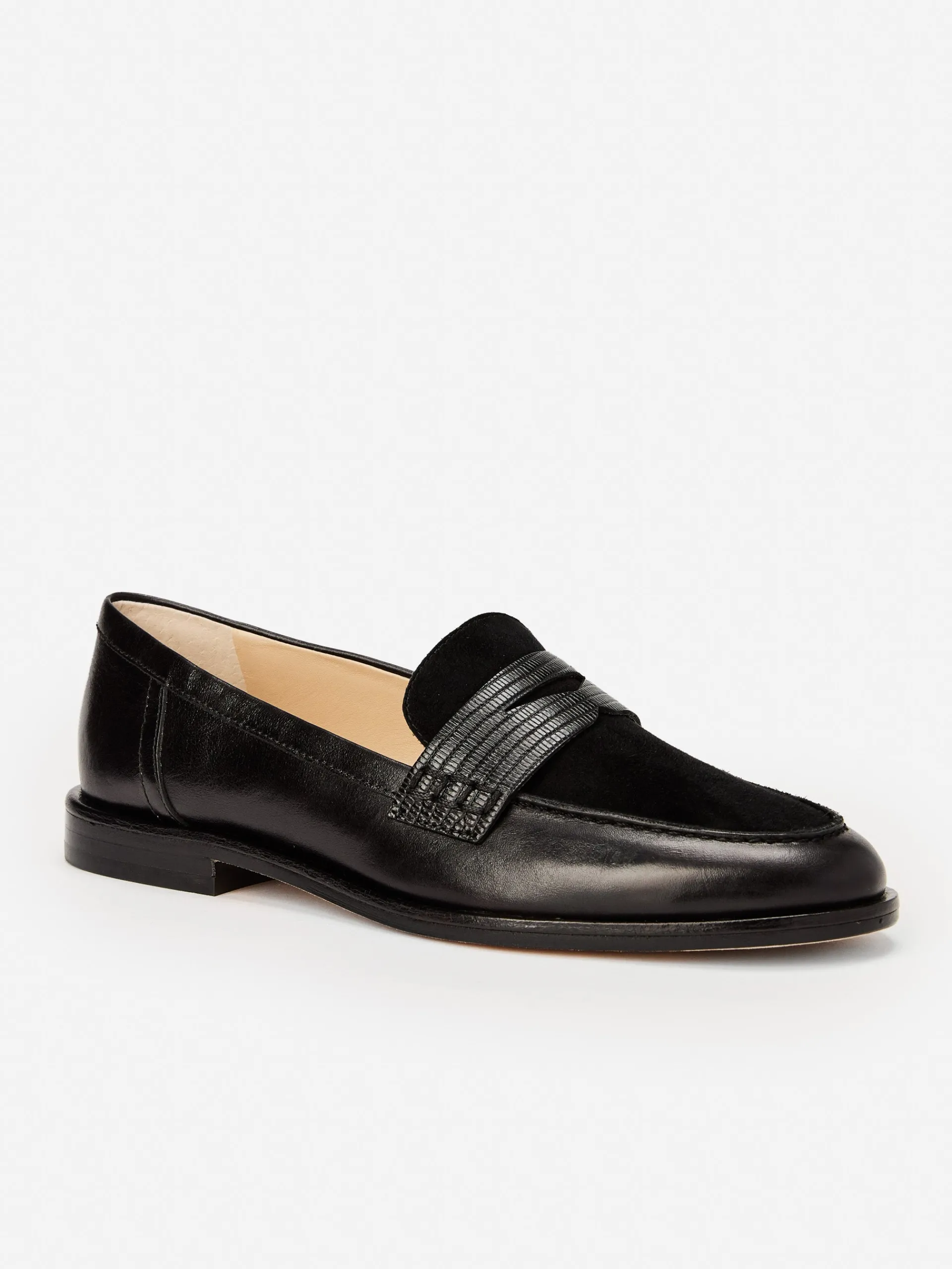 J.McLaughlin Concetta Suede u0026 Leather Loafers Black Sale