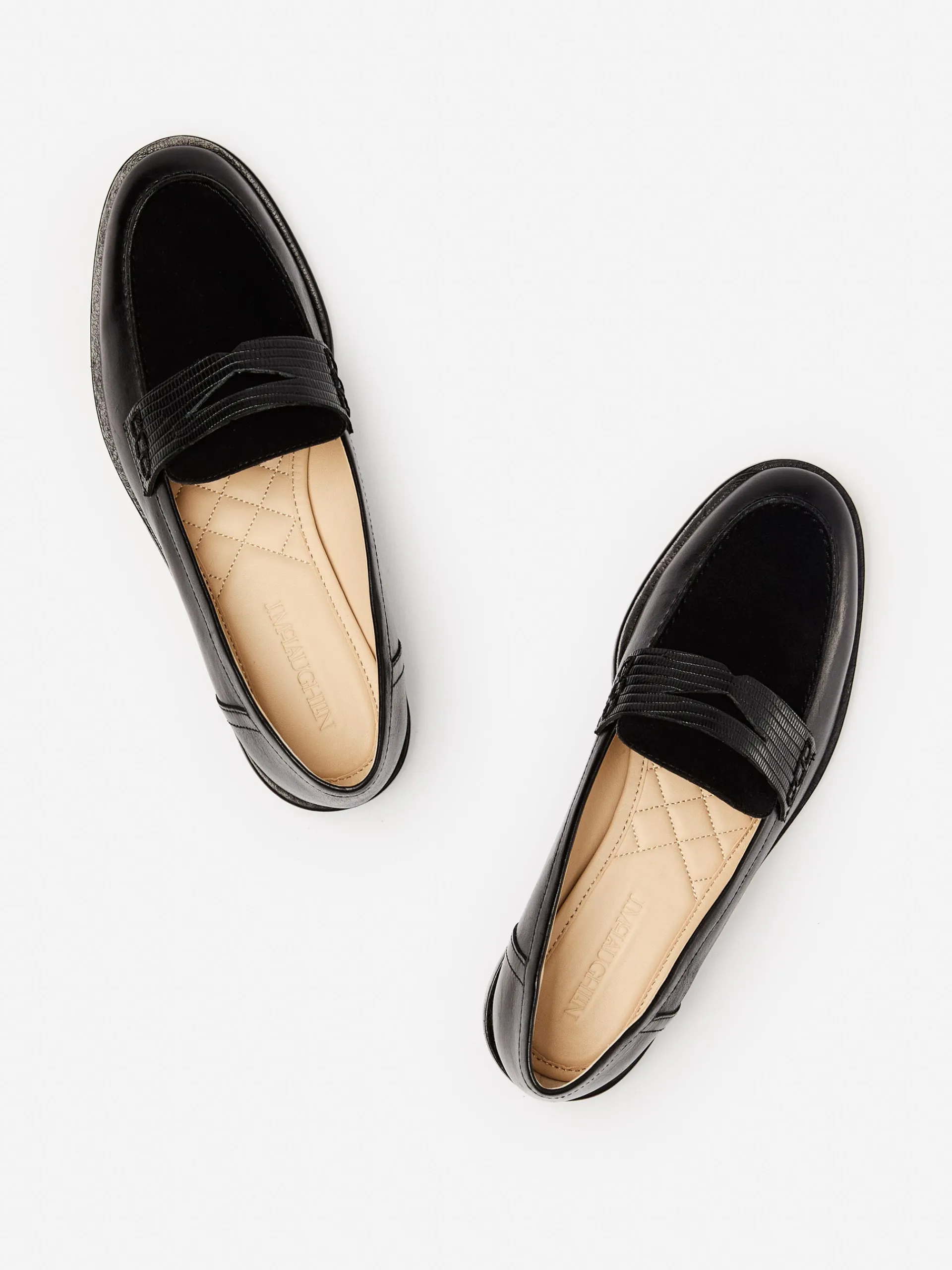 J.McLaughlin Concetta Suede u0026 Leather Loafers Black Sale