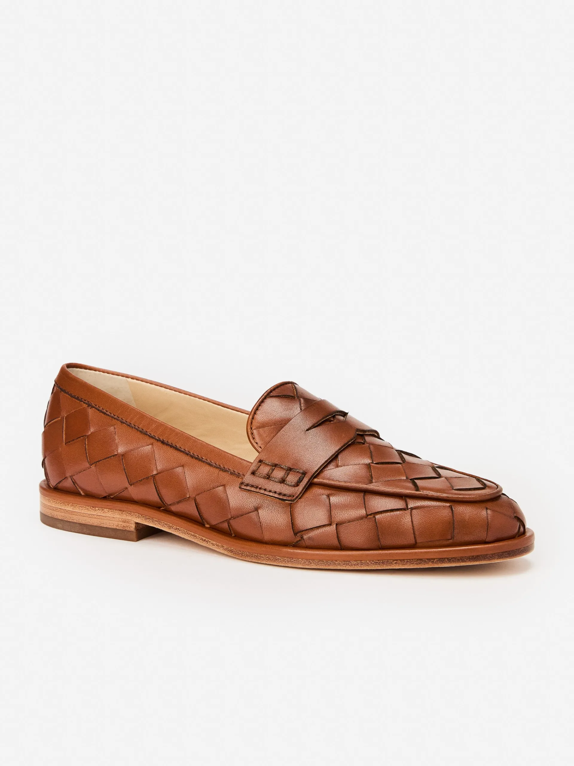 J.McLaughlin Concetta Woven Leather Loafers Saddle Online
