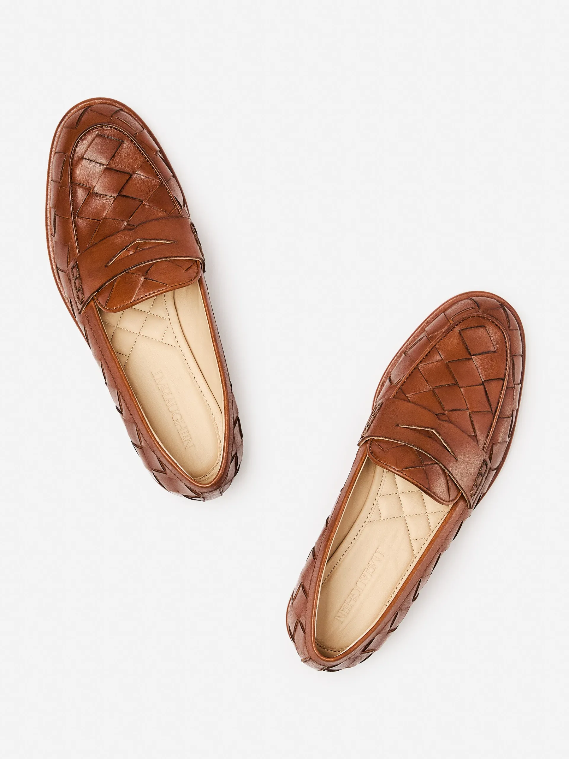 J.McLaughlin Concetta Woven Leather Loafers Saddle Online