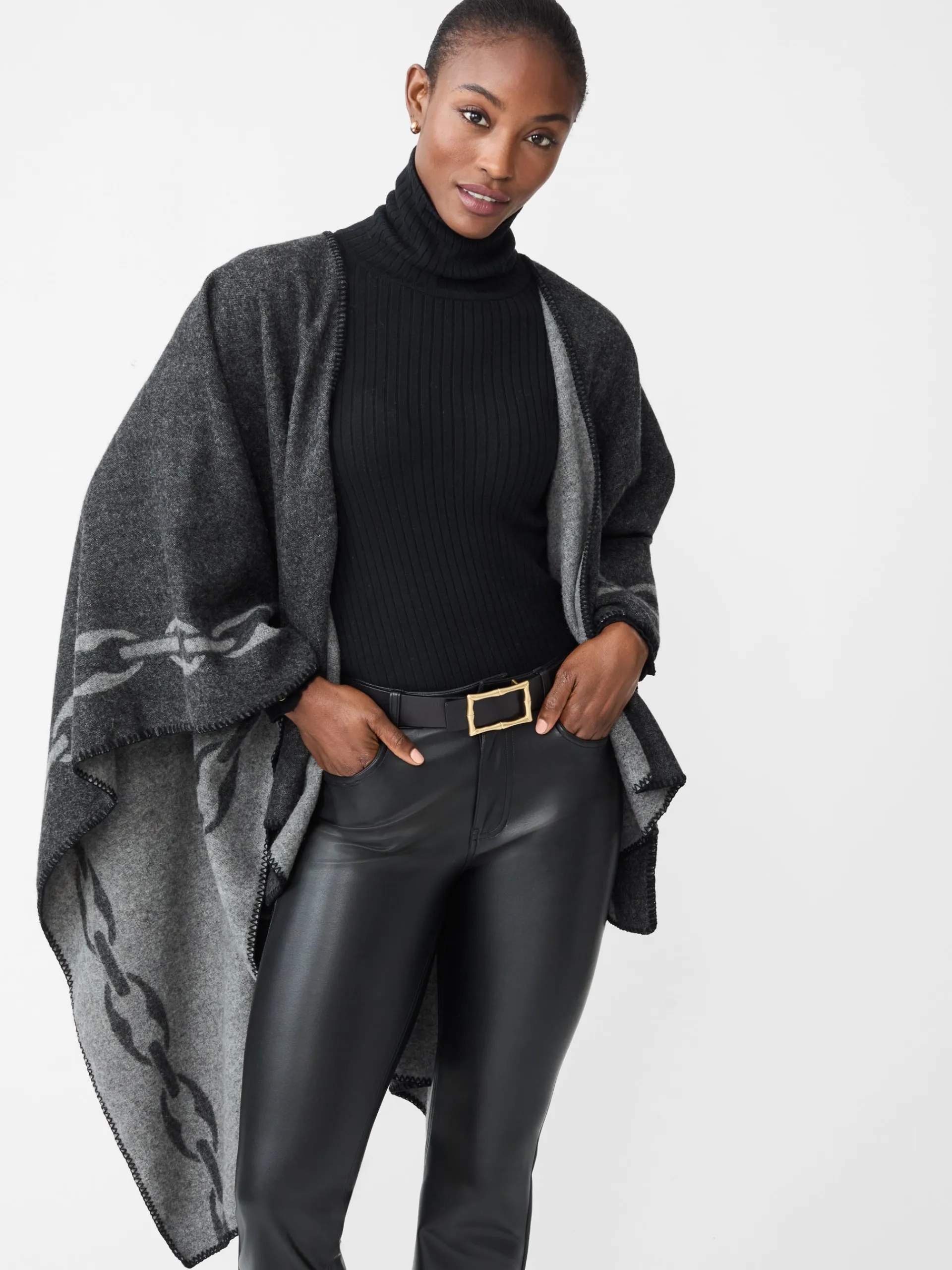 J.McLaughlin Cosima Reversible Wrap in Chain Jacquard Gray Discount