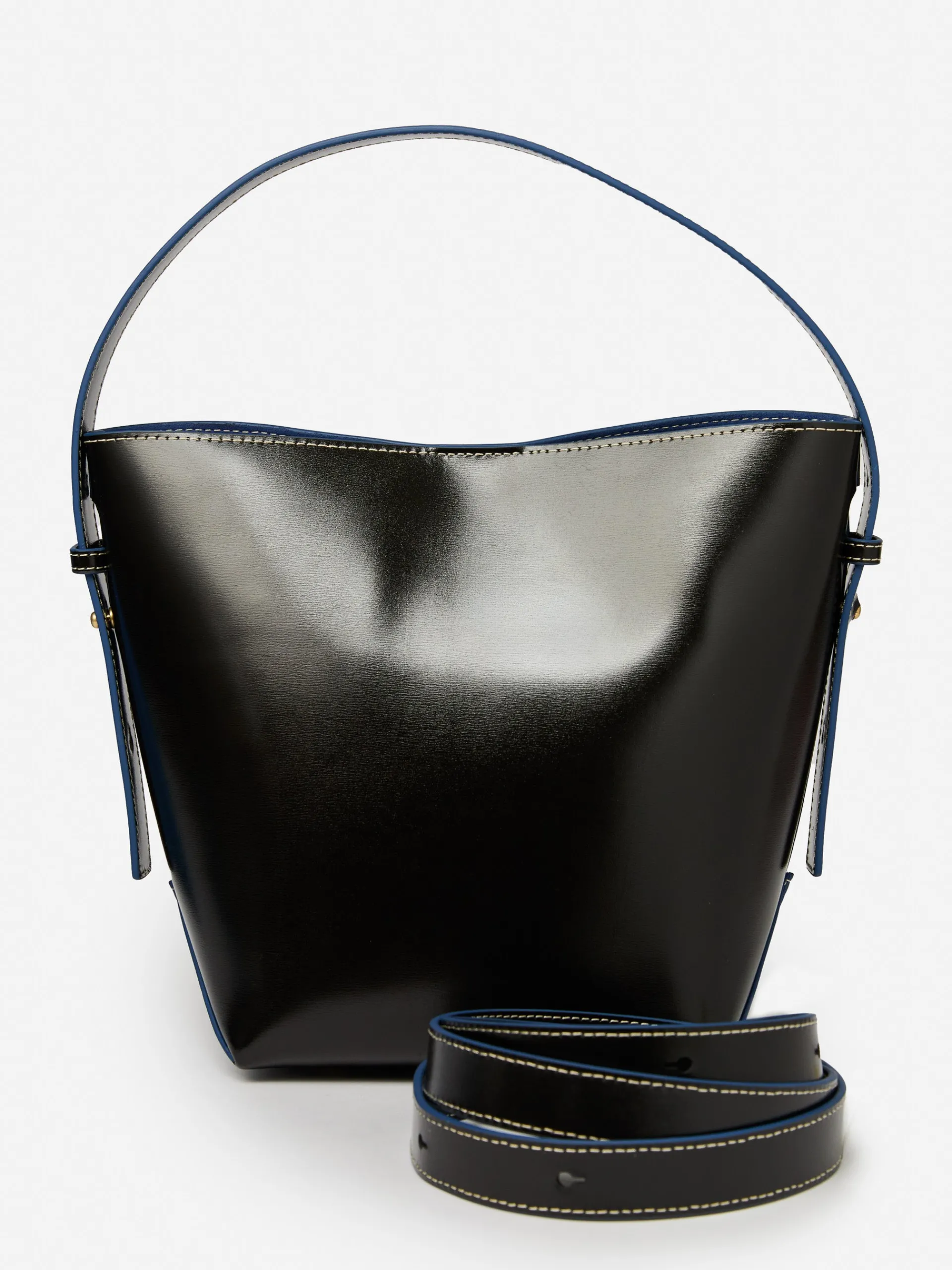 J.McLaughlin Crawford Leather Bucket Bag Black/Blue Store