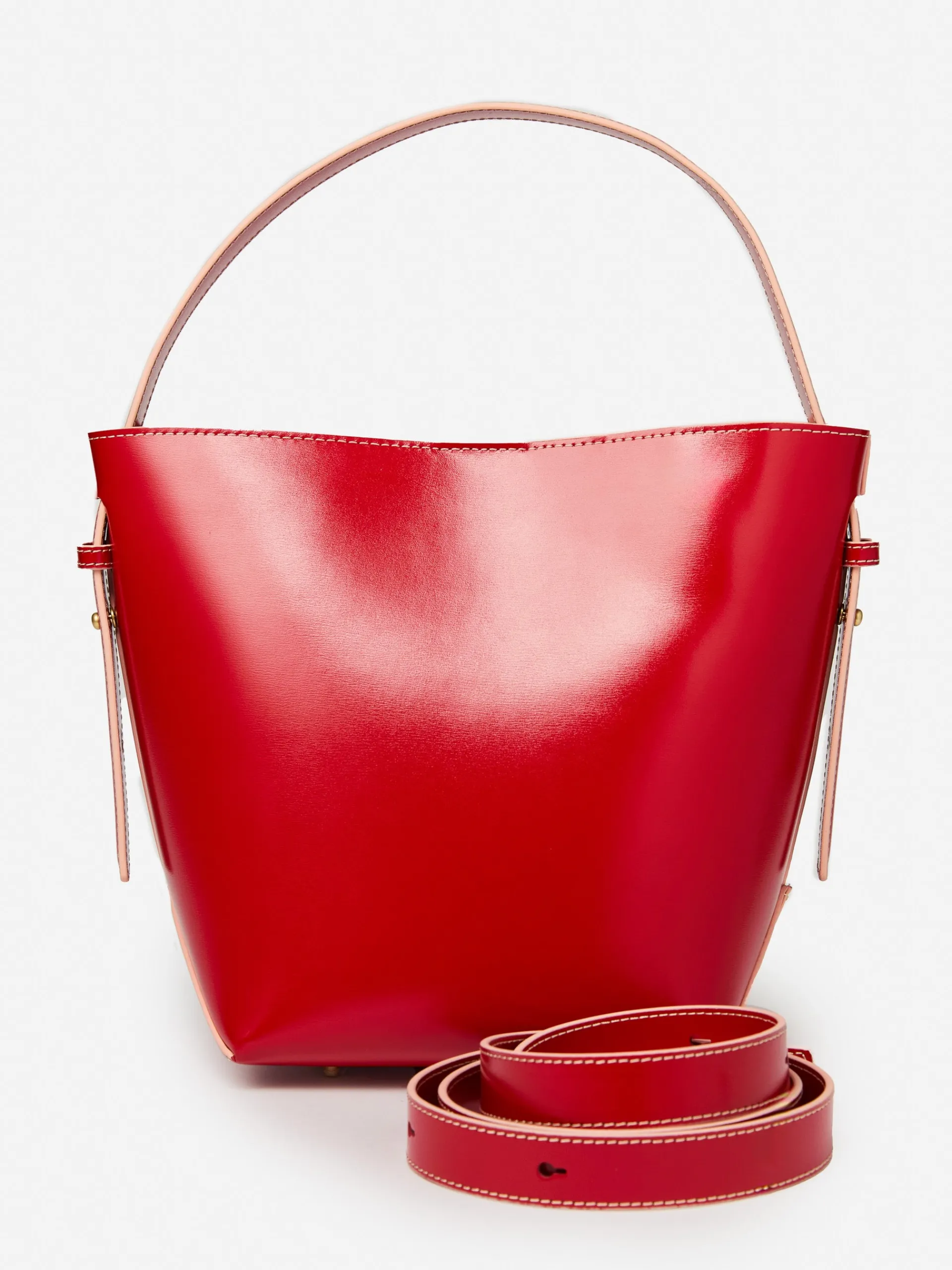 J.McLaughlin Crawford Leather Bucket Bag Red/Pink Cheap