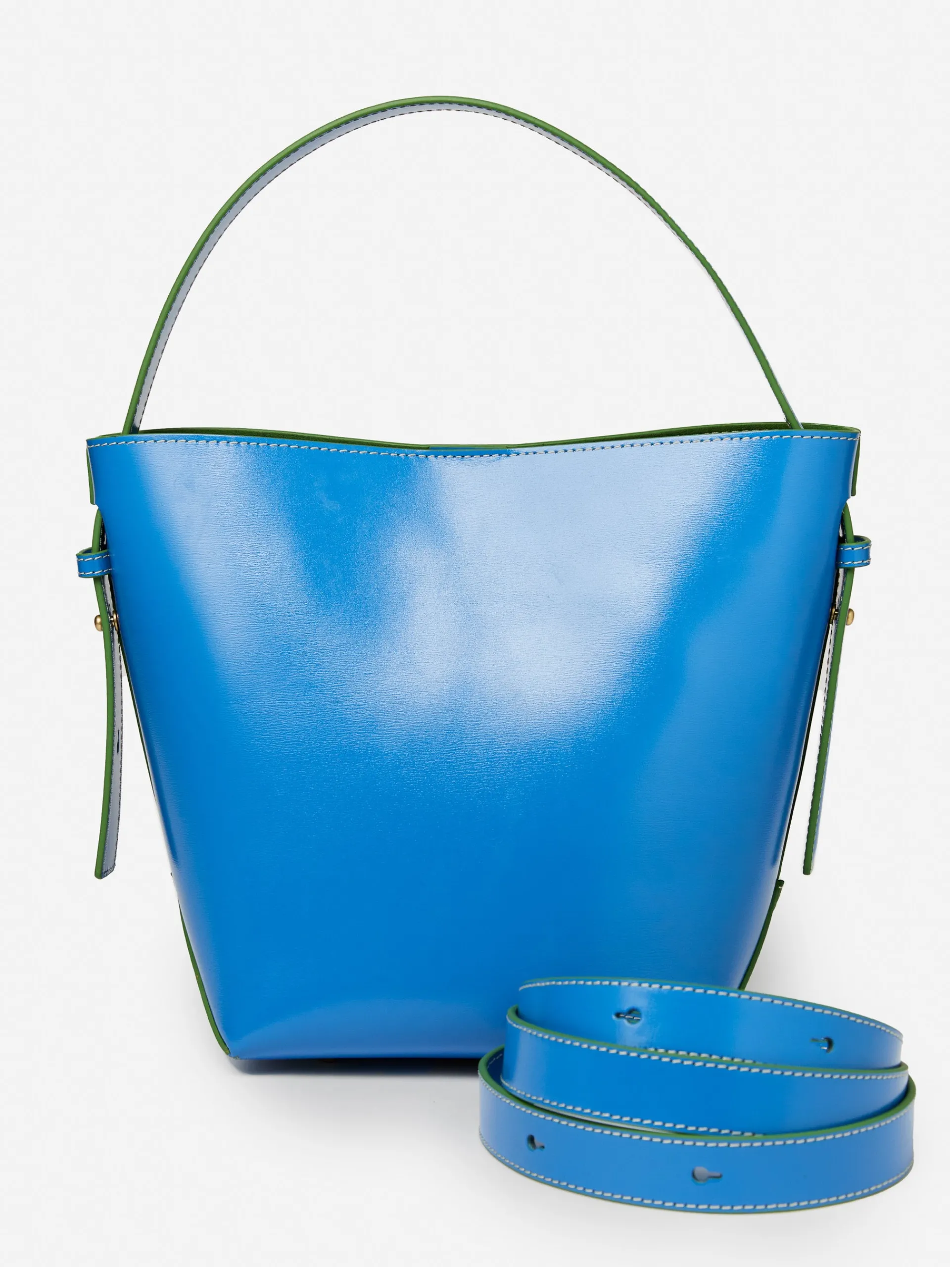 J.McLaughlin Crawford Leather Bucket Bag Blue/Green Discount