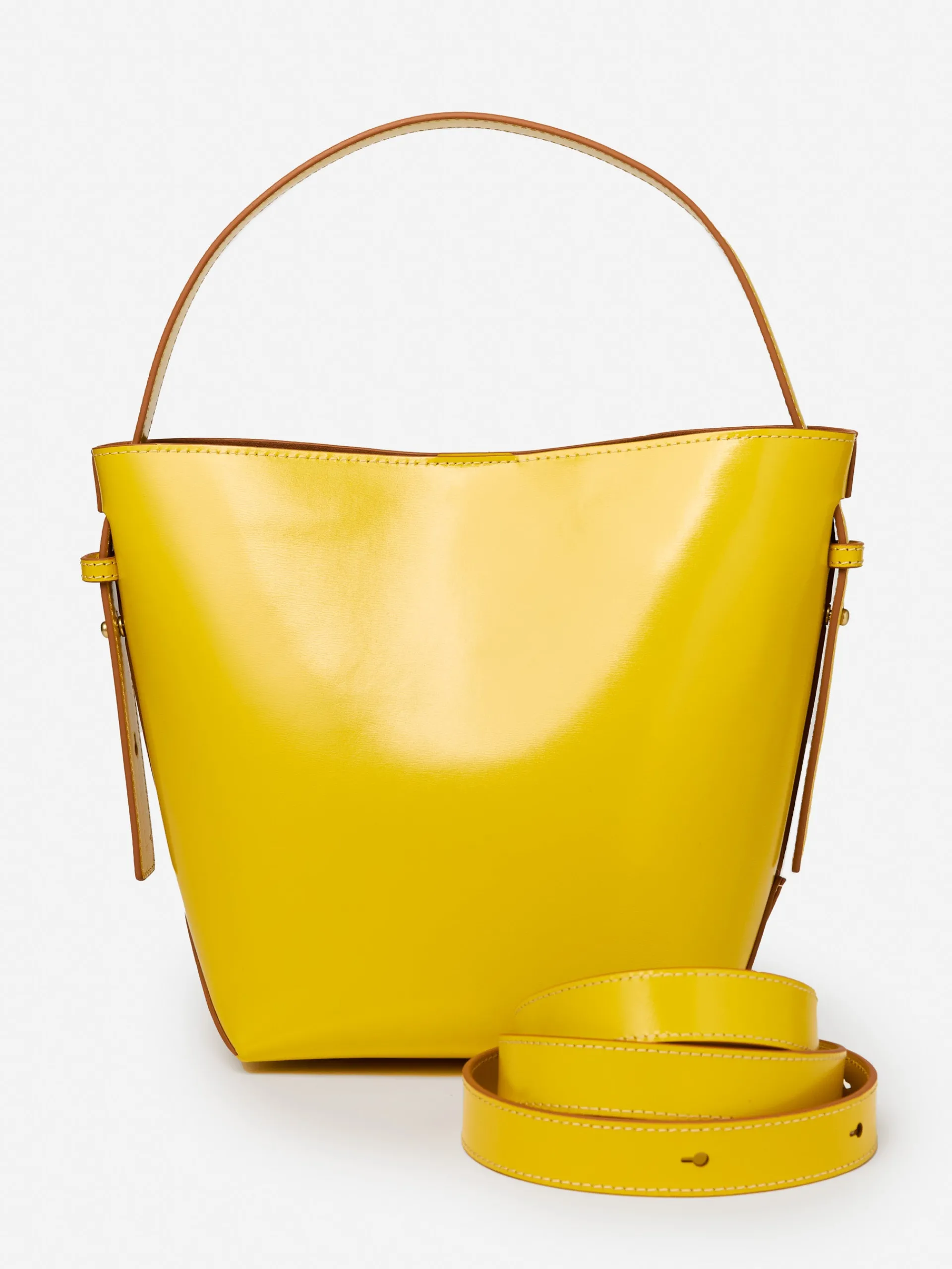 J.McLaughlin Crawford Leather Bucket Bag Yellow/Vachetta New