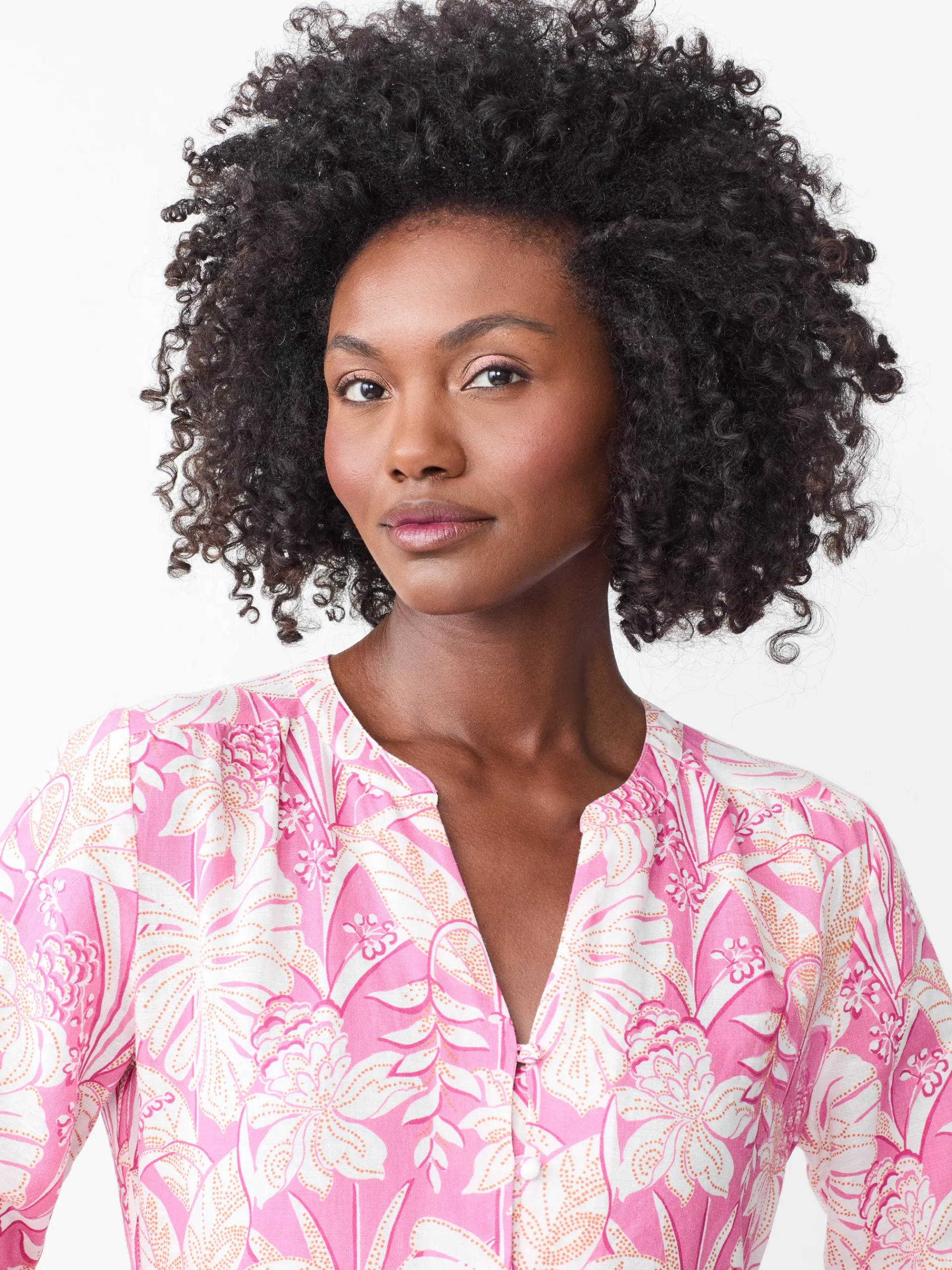 J.McLaughlin Cunningham Dress in Field Blooms Pink/White/Orange Sale