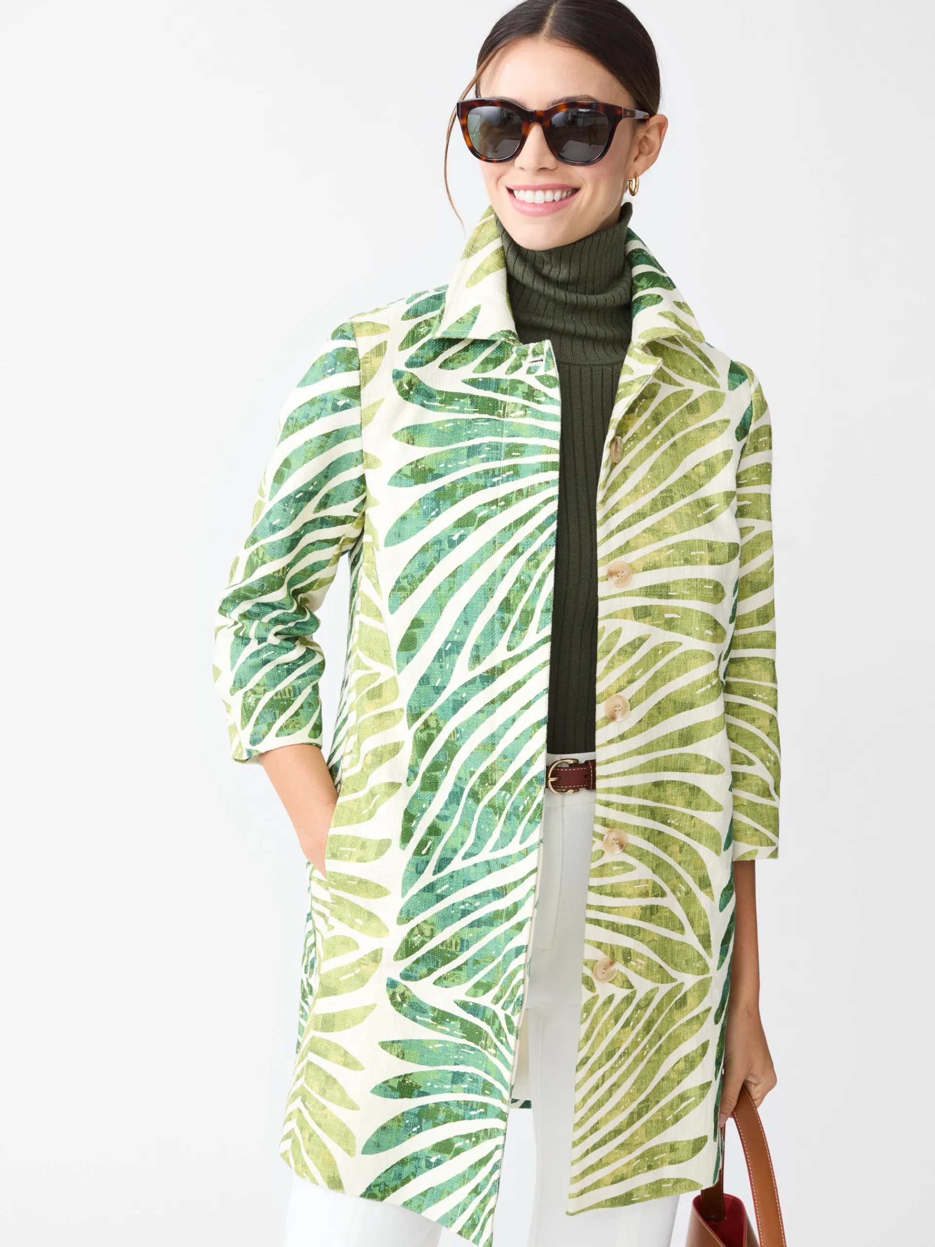 J.McLaughlin Deirdre Coat in Textured Grand Palm Green Online