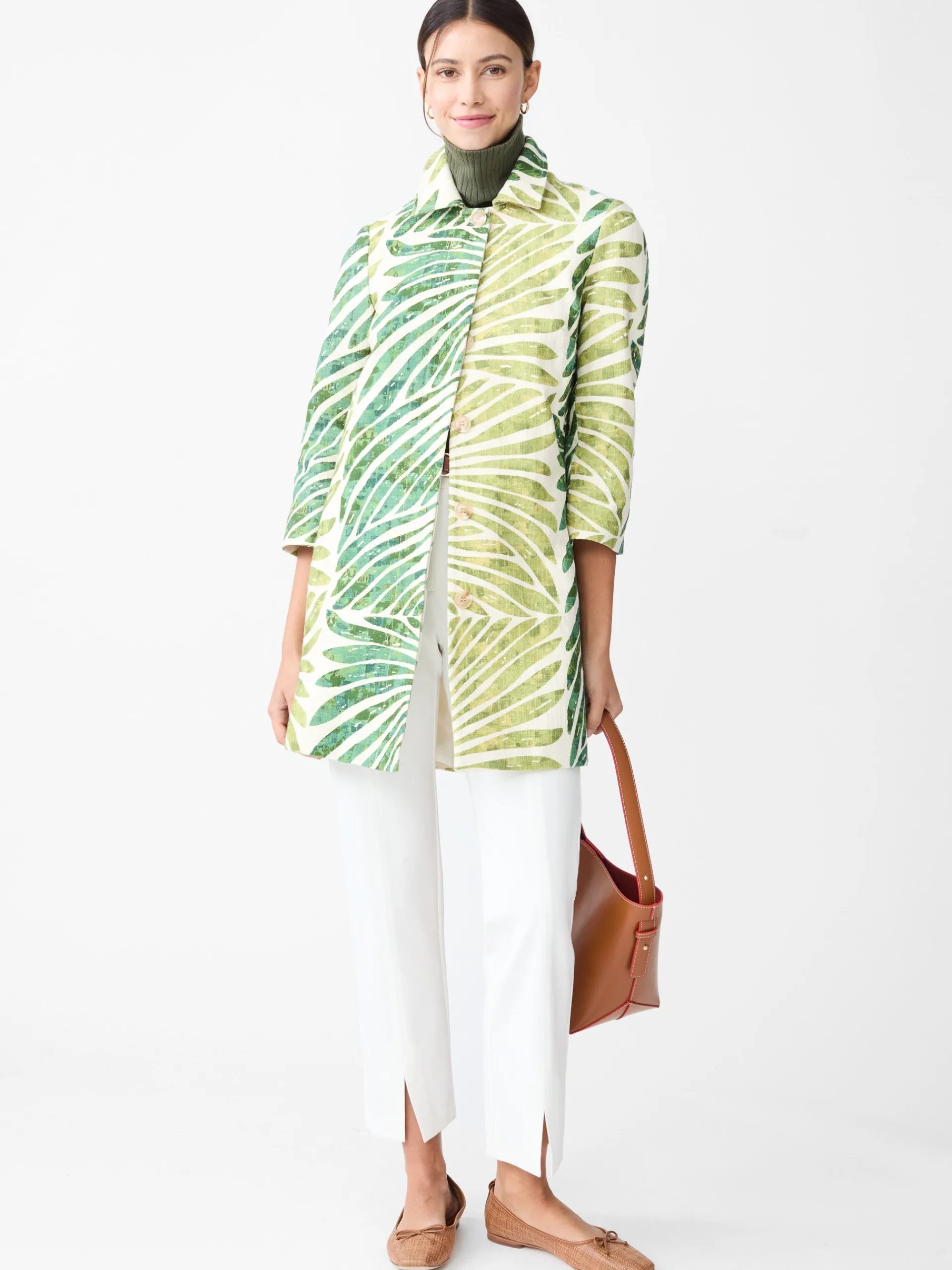 J.McLaughlin Deirdre Coat in Textured Grand Palm Green Online