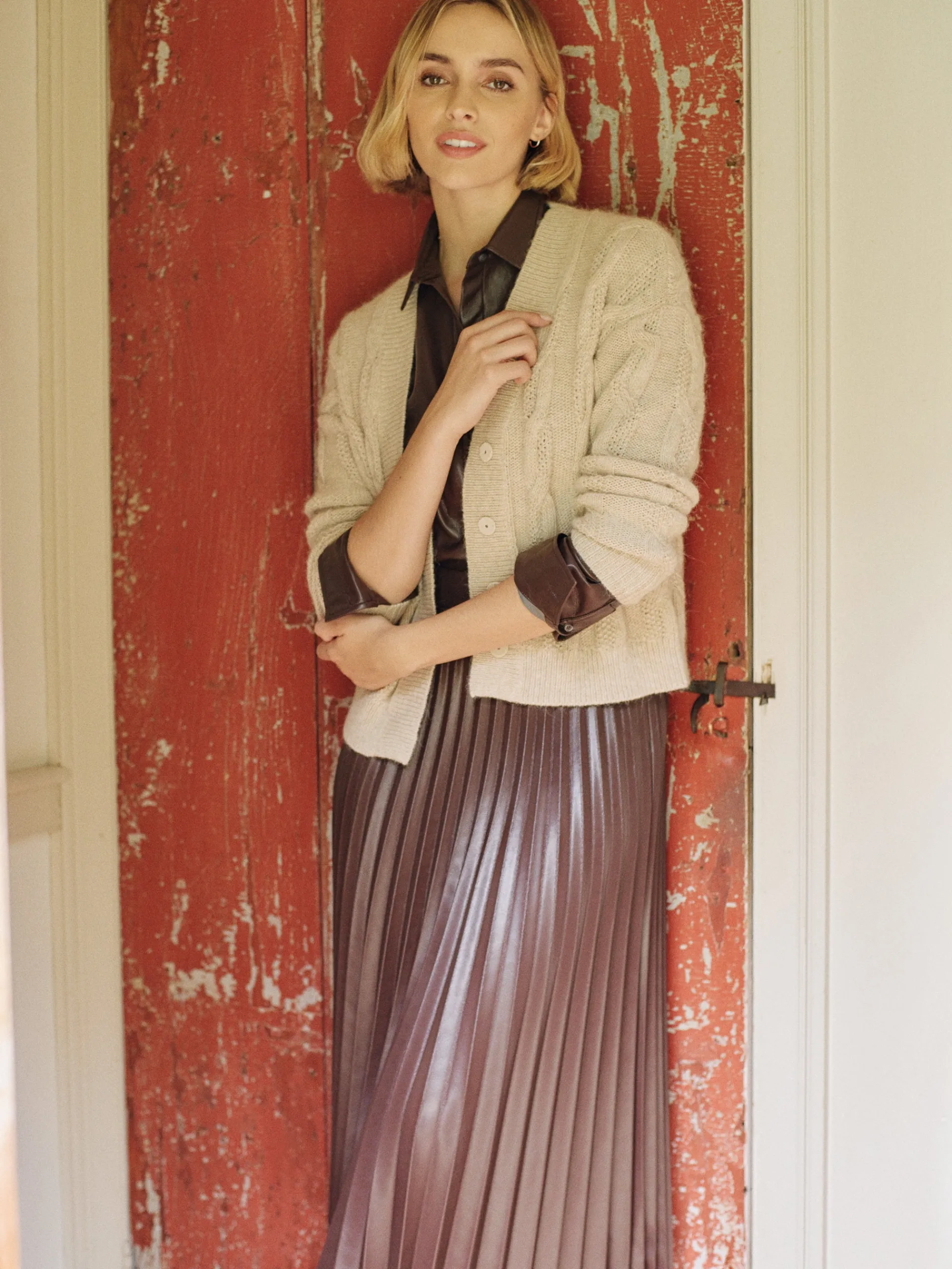 J.McLaughlin Denver Vegan Leather Shirt DarkBrown Flash Sale