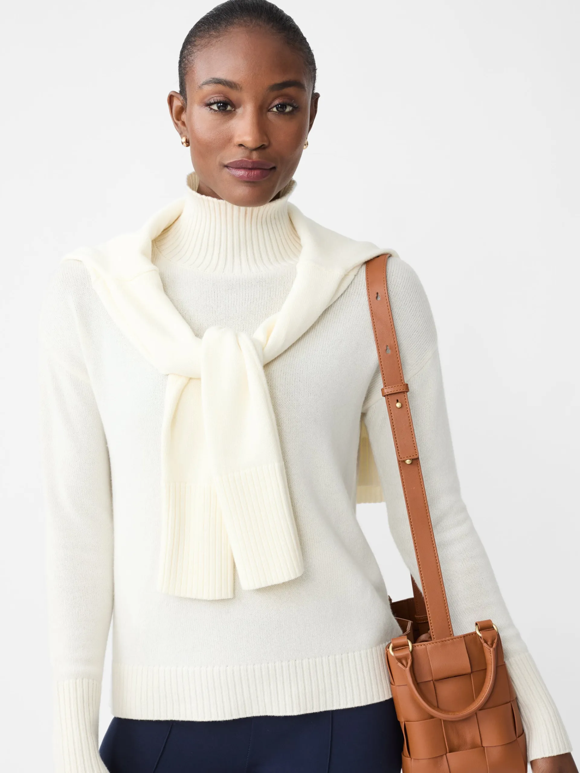 J.McLaughlin Dina Cashmere Turtleneck Ivory Clearance
