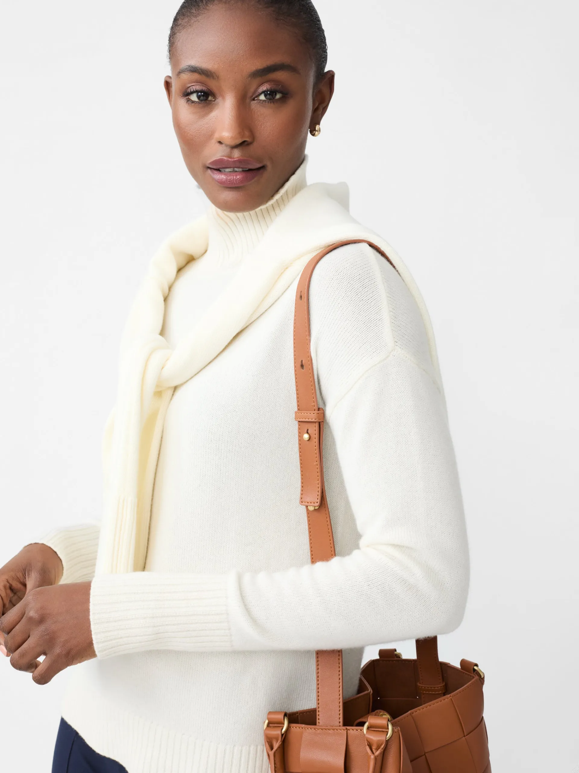 J.McLaughlin Dina Cashmere Turtleneck Ivory Clearance