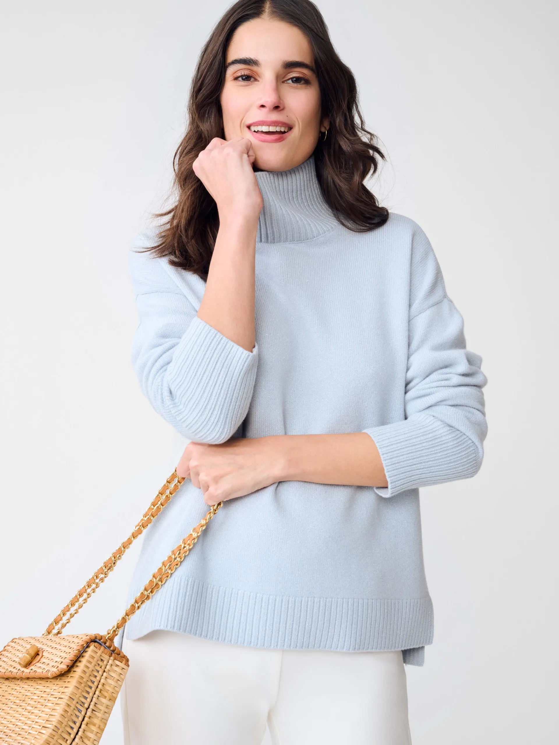 J.McLaughlin Dina Metallic Cashmere Sweater PowderBlue Best Sale