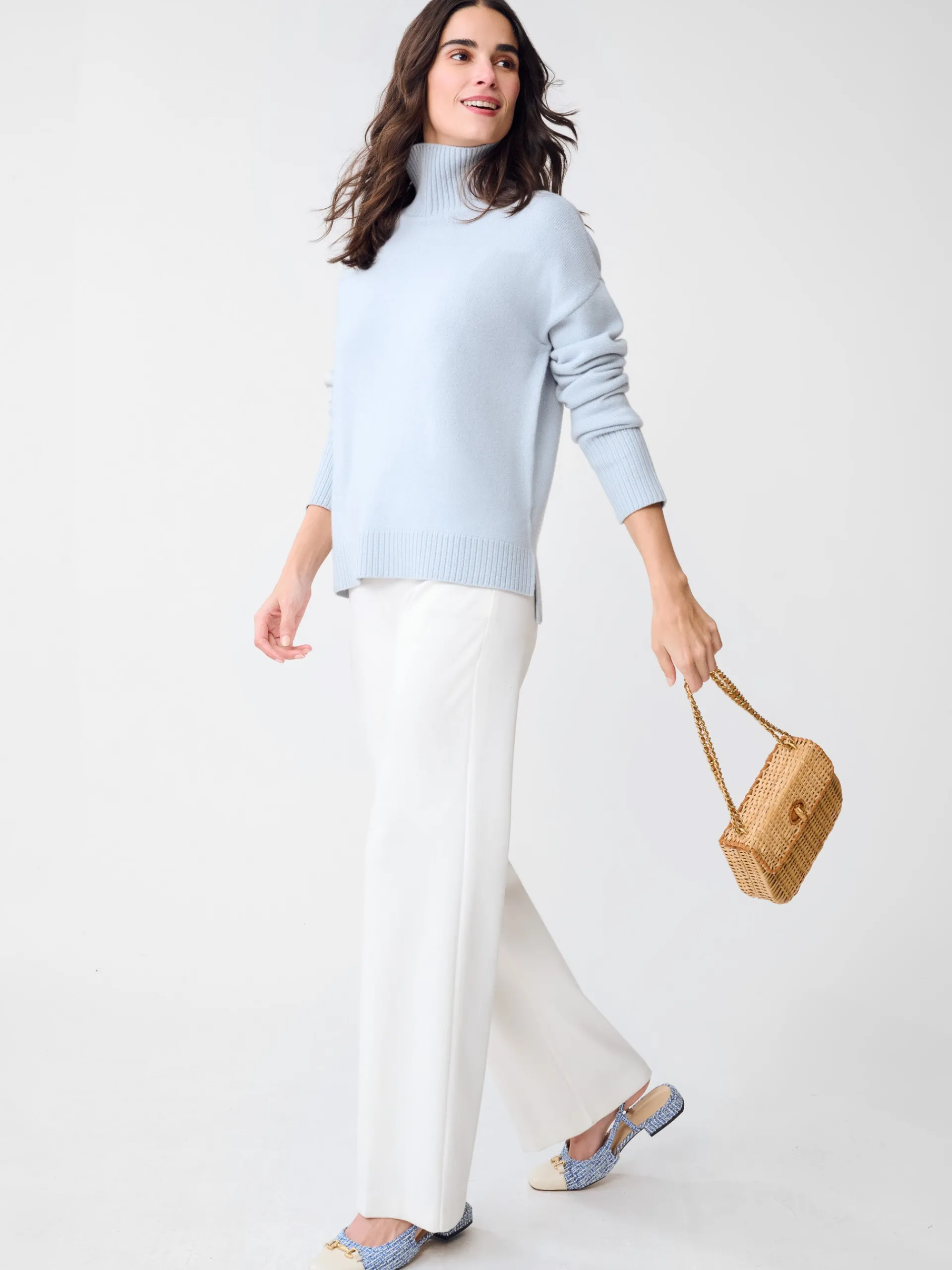 J.McLaughlin Dina Metallic Cashmere Sweater PowderBlue Best Sale