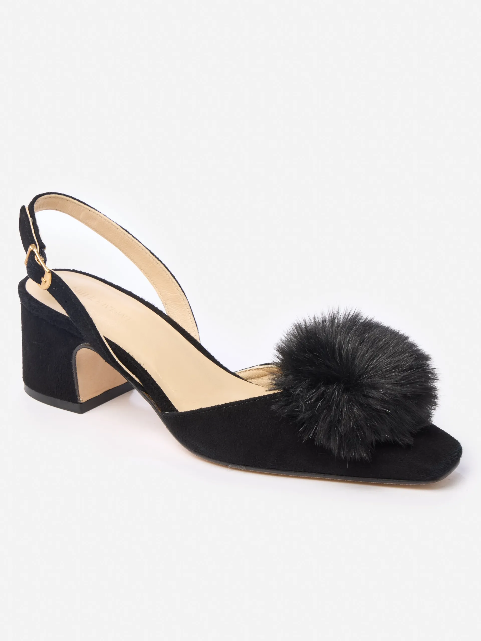 J.McLaughlin Dita Suede Slingback Heels Black Clearance