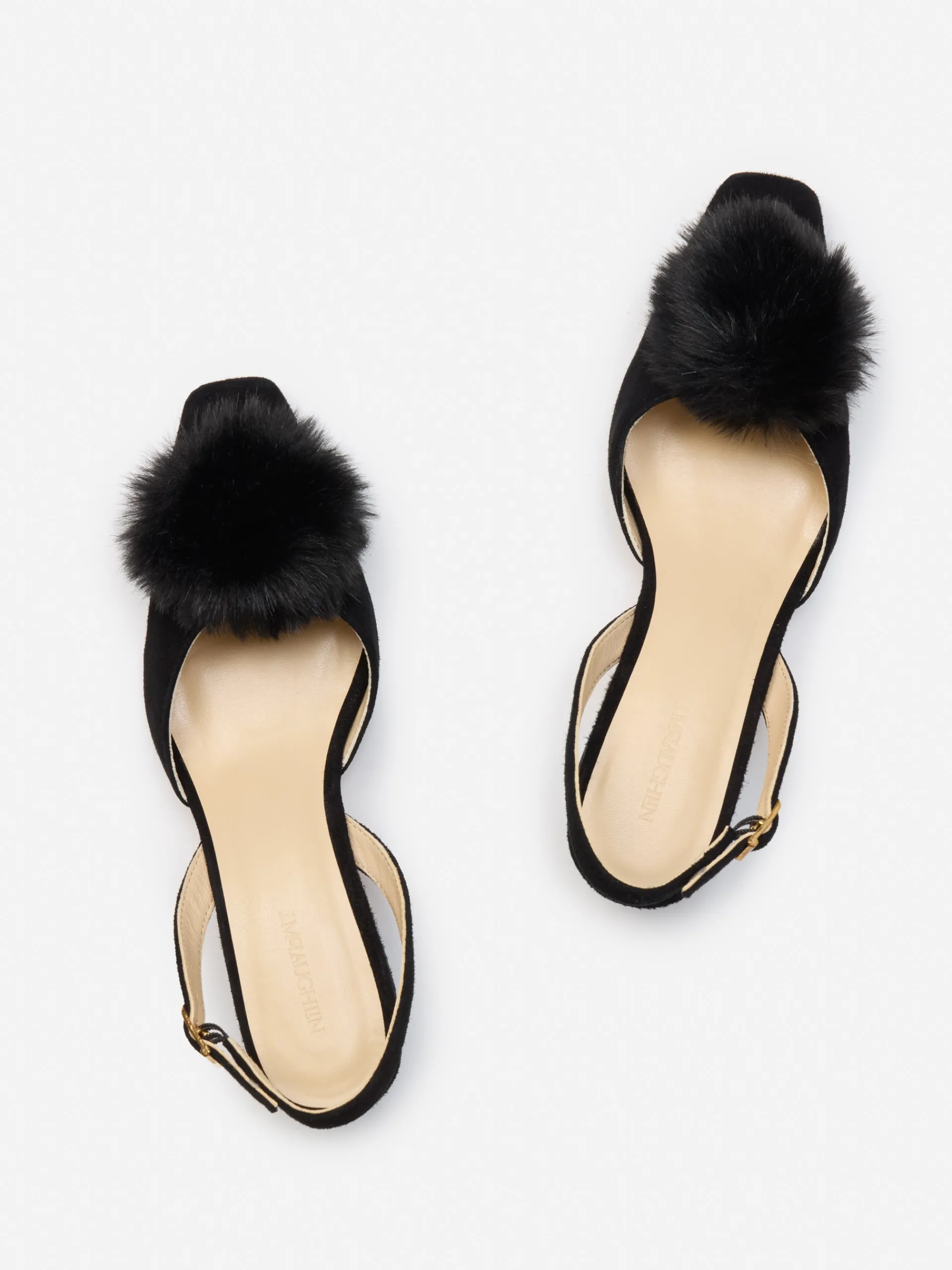 J.McLaughlin Dita Suede Slingback Heels Black Clearance