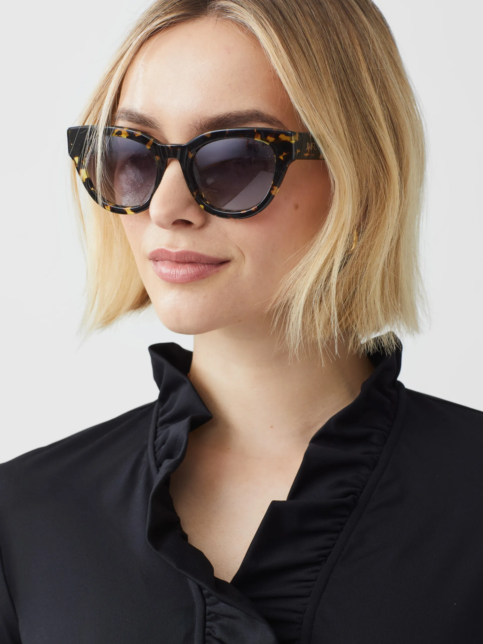 J.McLaughlin Durham Ruffle Top Black Fashion