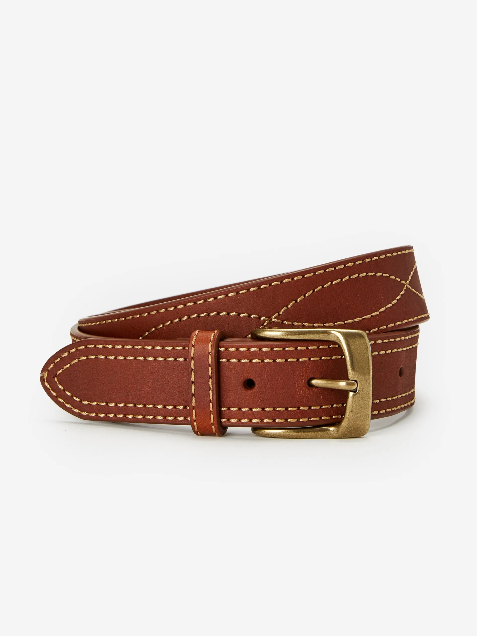 J.McLaughlin Embroidered Leather Belt Brown Cheap
