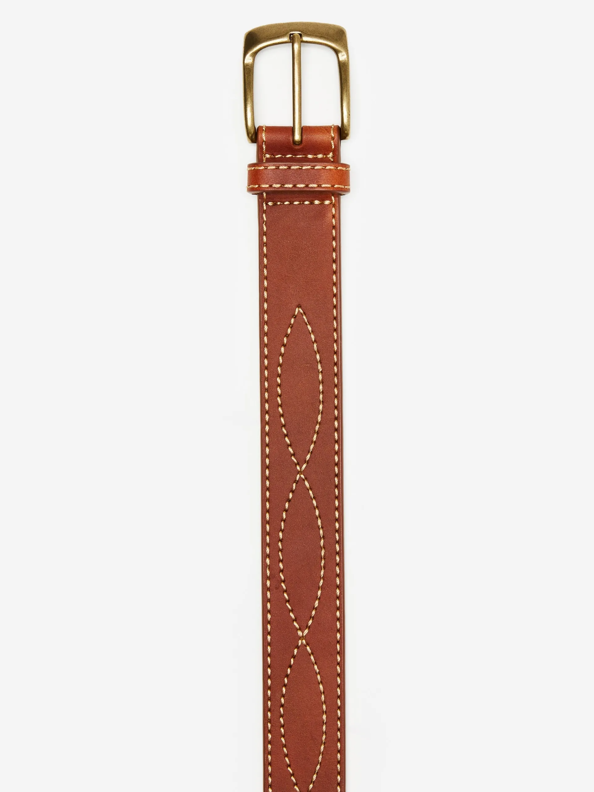 J.McLaughlin Embroidered Leather Belt Brown Cheap