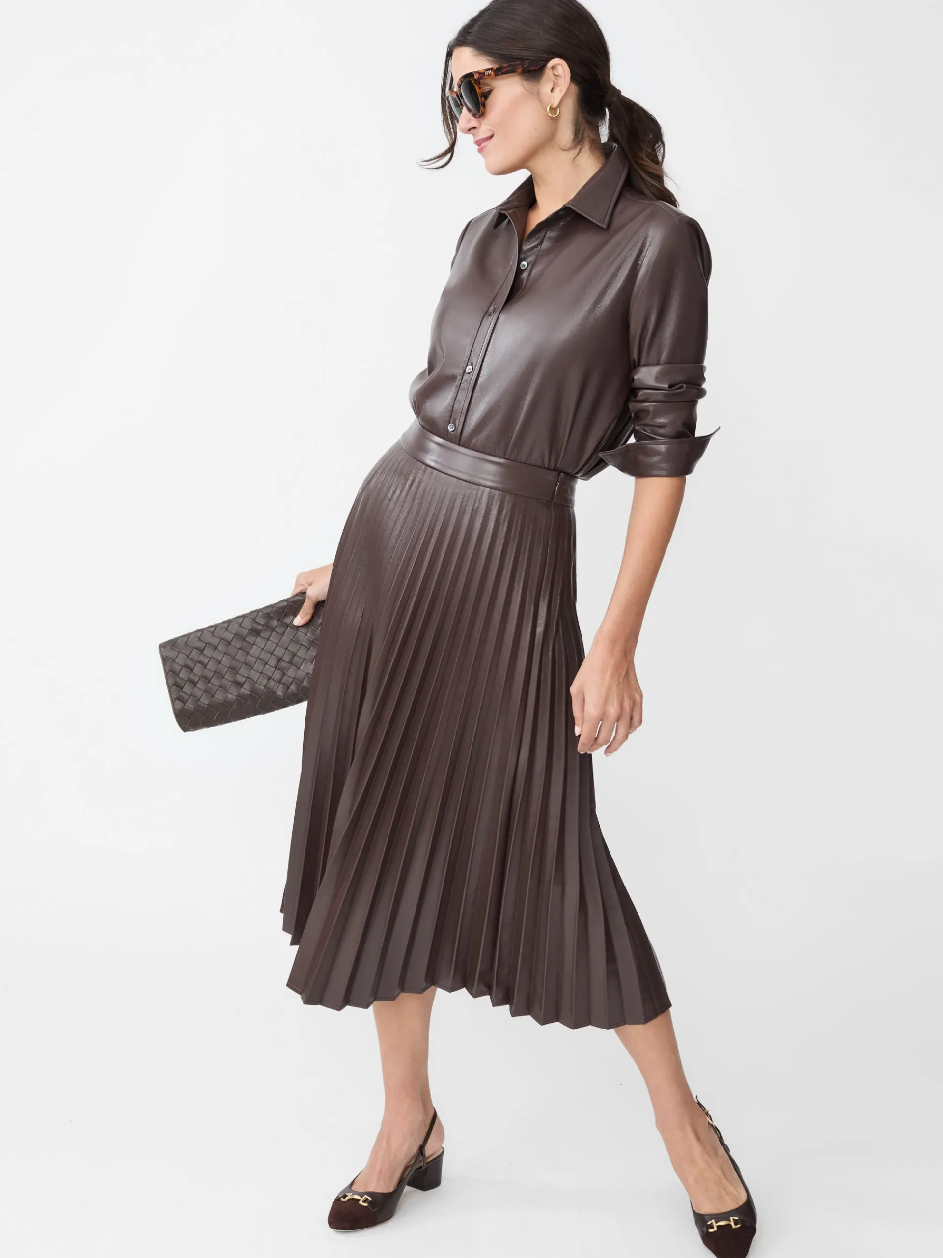 J.McLaughlin Evey Vegan Leather Skirt DarkBrown Sale