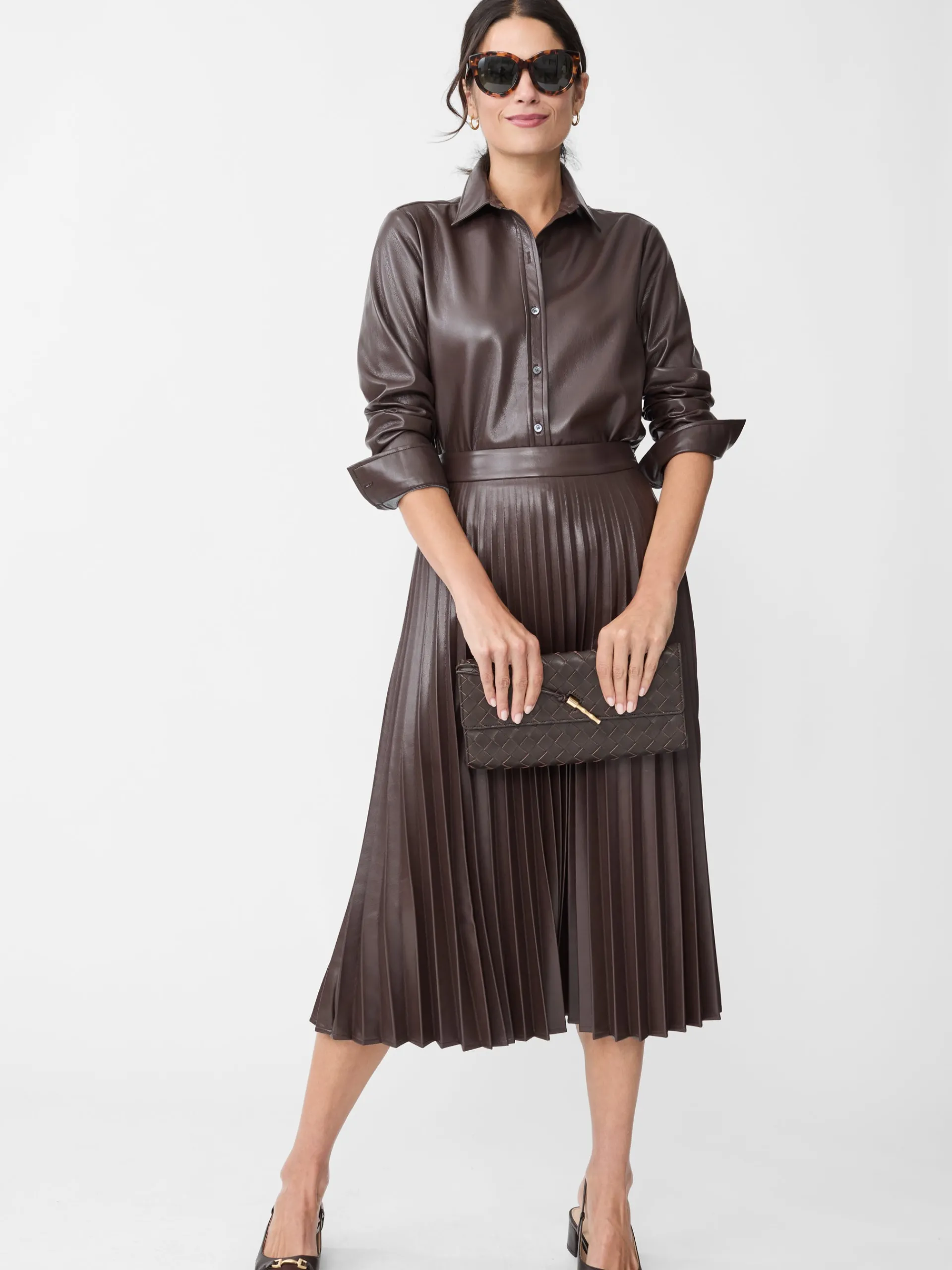 J.McLaughlin Evey Vegan Leather Skirt DarkBrown Sale