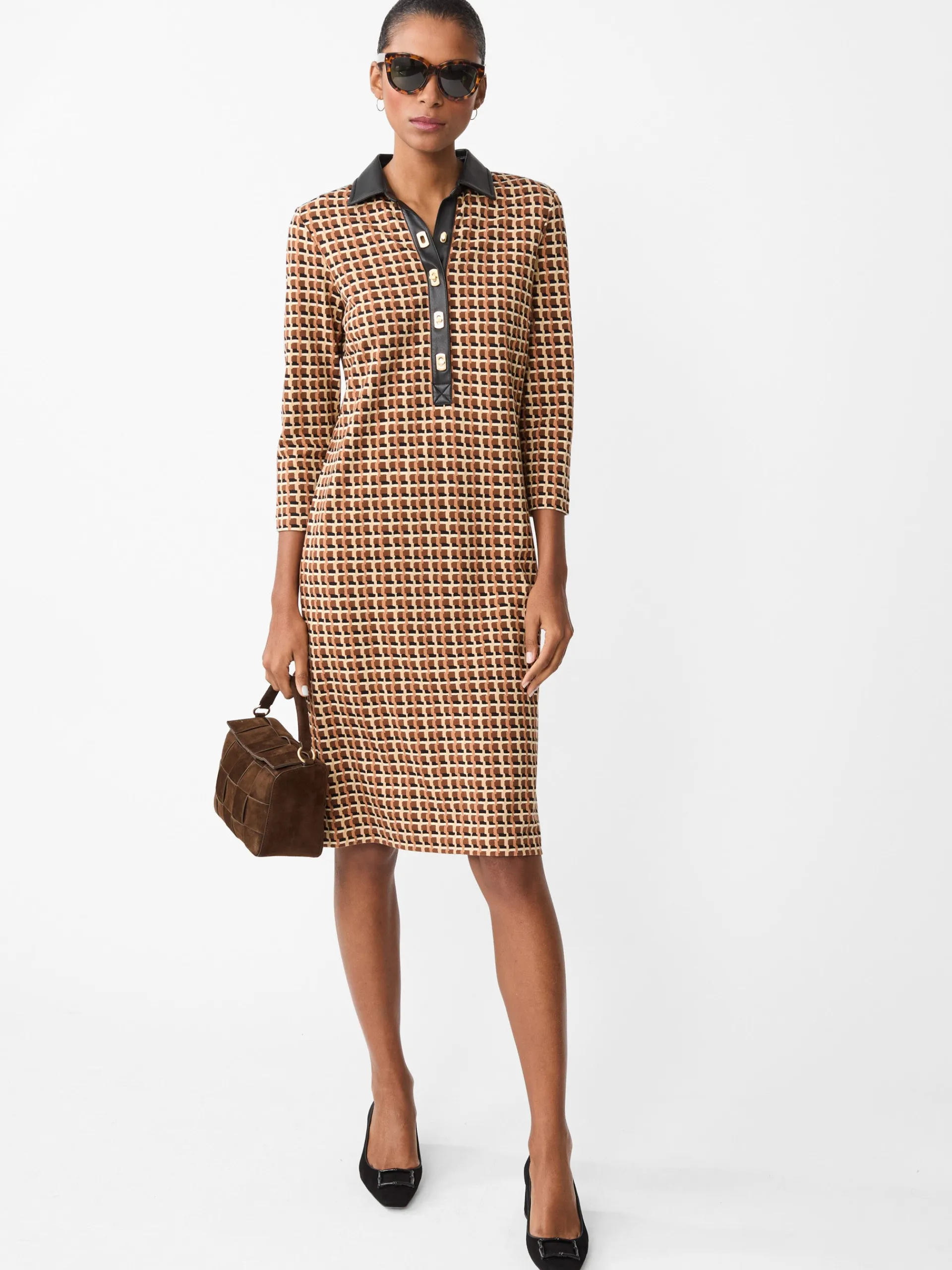 J.McLaughlin Falcon Dress in Marseilles Geo Tan/Brown/Black Shop