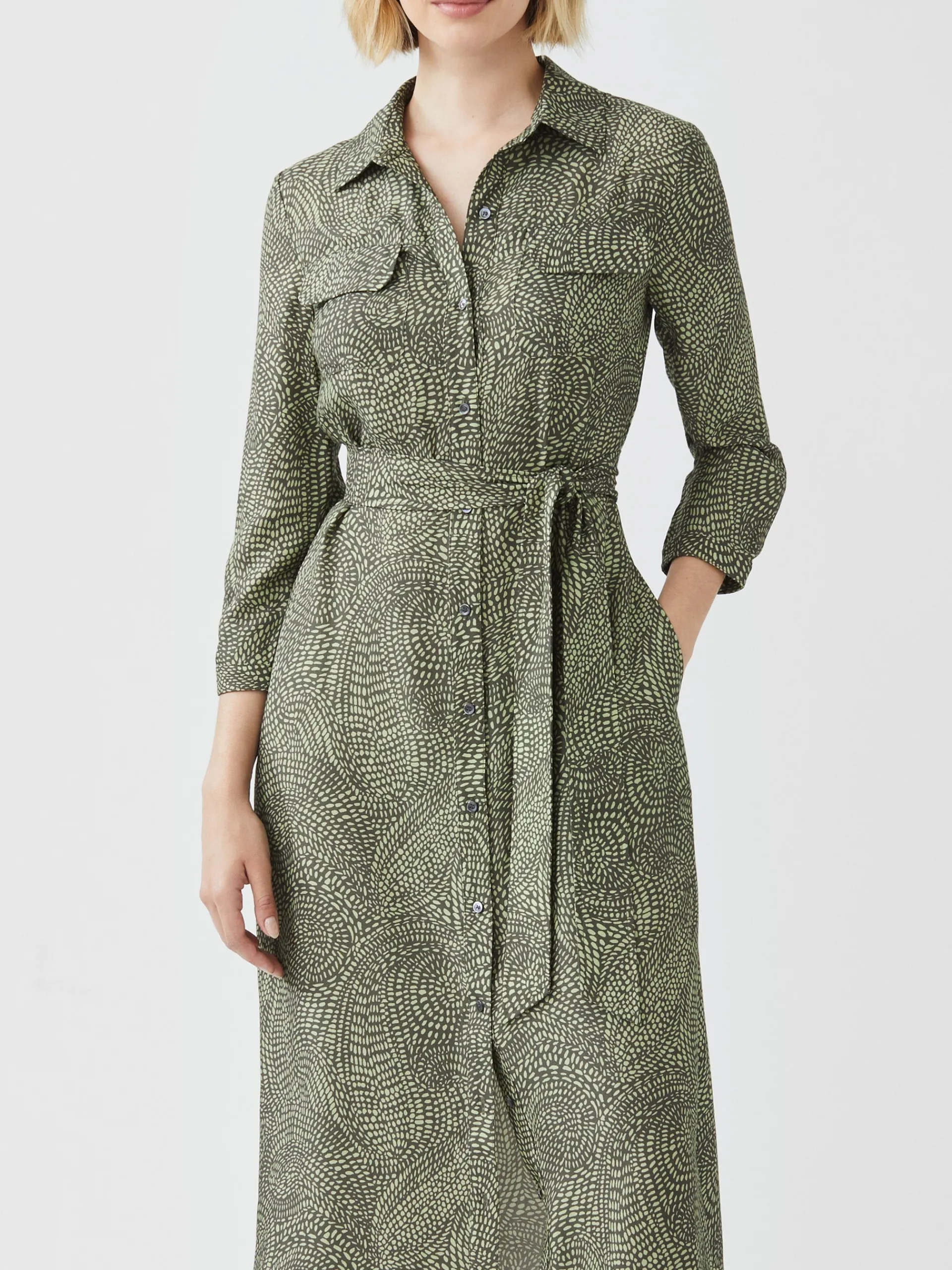 J.McLaughlin Freda Dress in Ink Dot Olive/Green Online