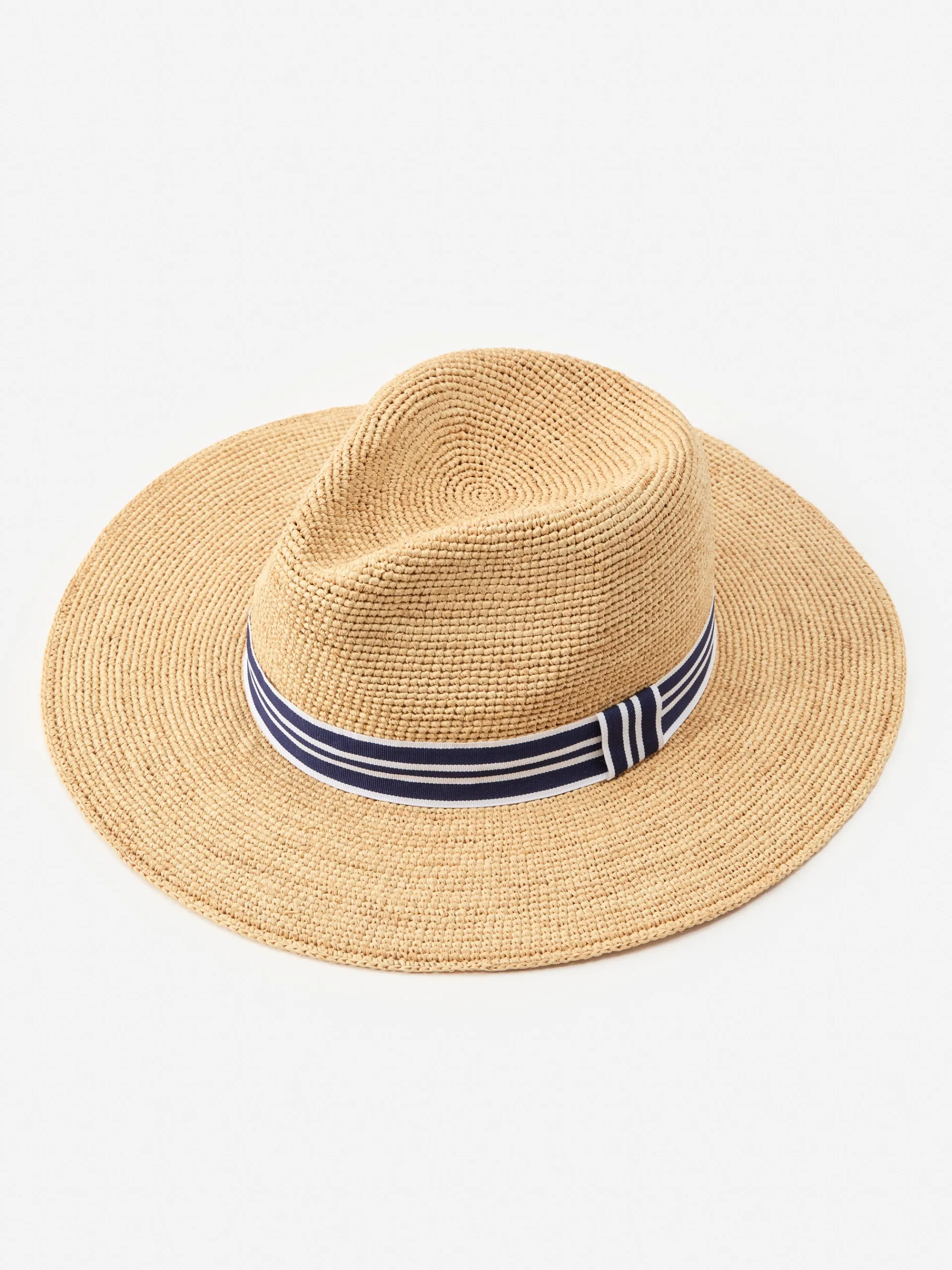 J.McLaughlin Freida Raffia Hat Natural/Navy Fashion