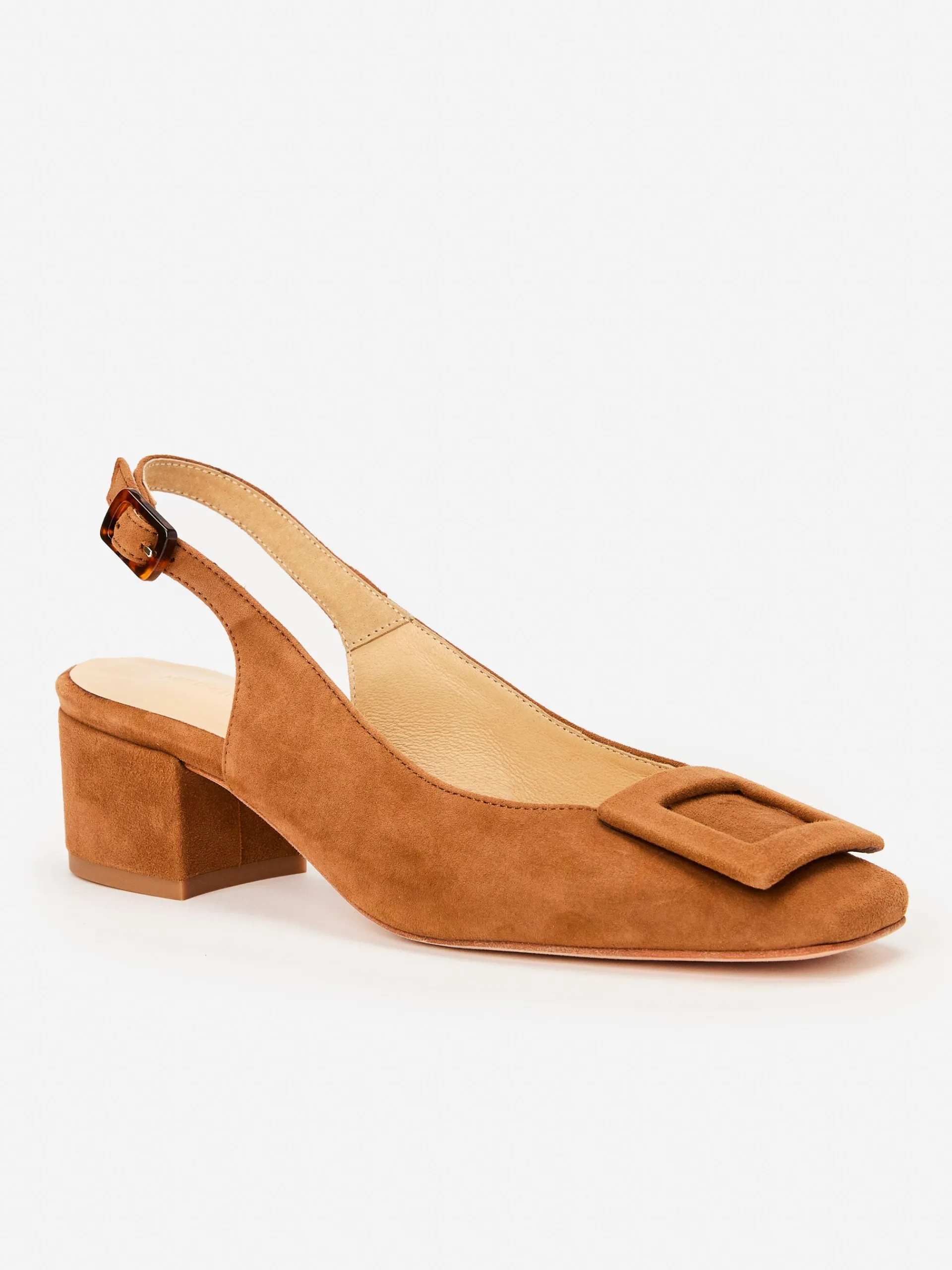 J.McLaughlin Frenchette Suede Slingbacks Saddle Discount