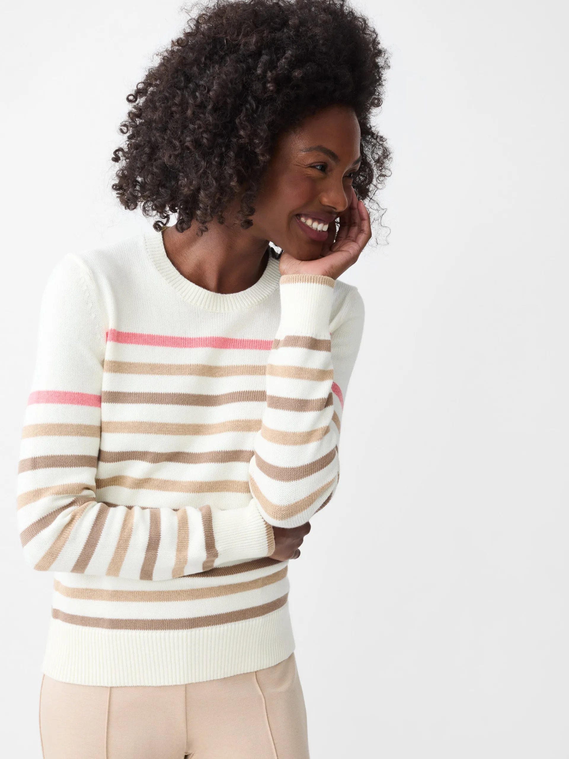 J.McLaughlin Galen Sweater in Stripe OffWhite/Multi Flash Sale