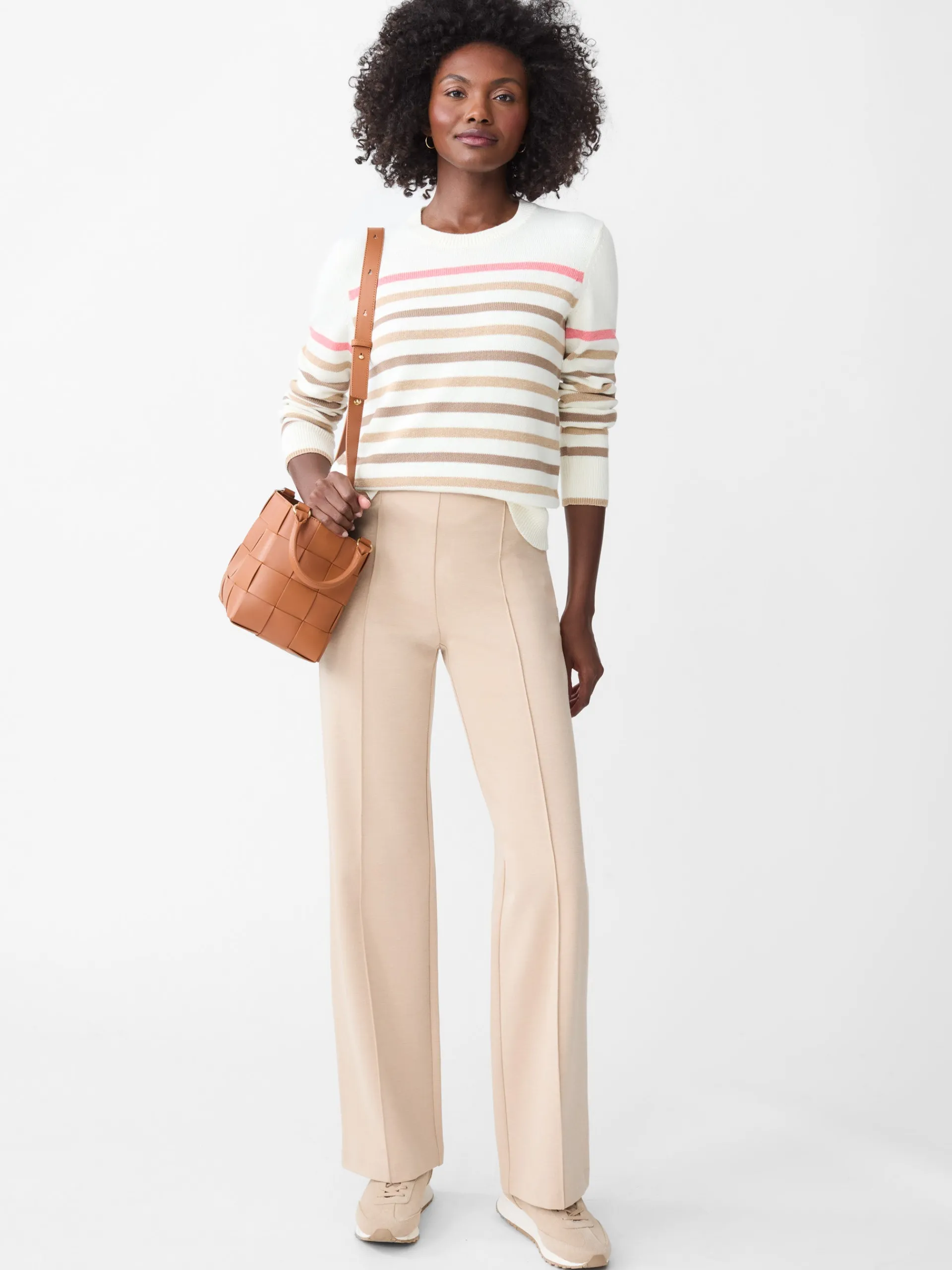 J.McLaughlin Galen Sweater in Stripe OffWhite/Multi Flash Sale