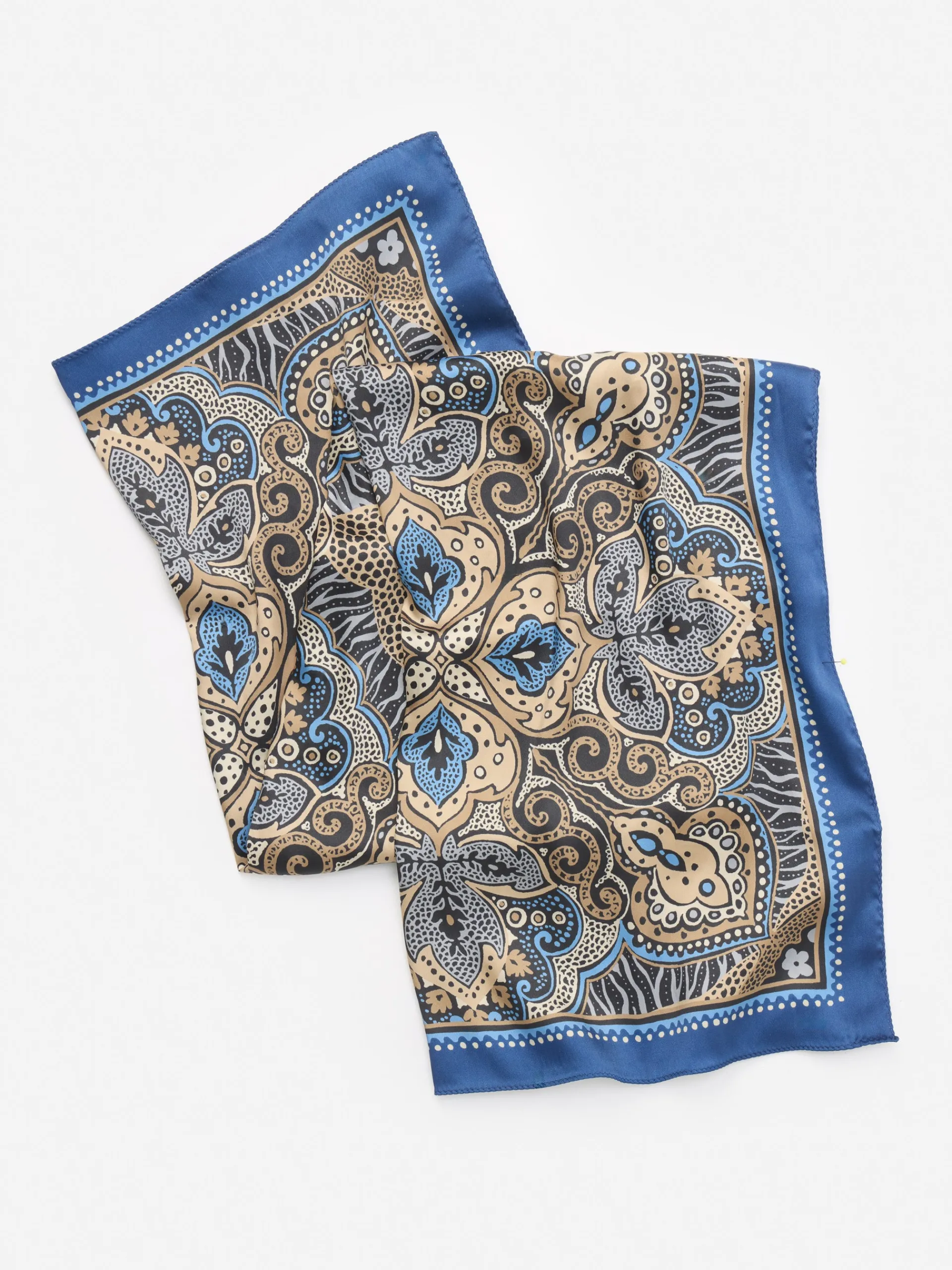 J.McLaughlin Gemma Scarf in Paisley Diamond Border Black/Navy/Taupe Best