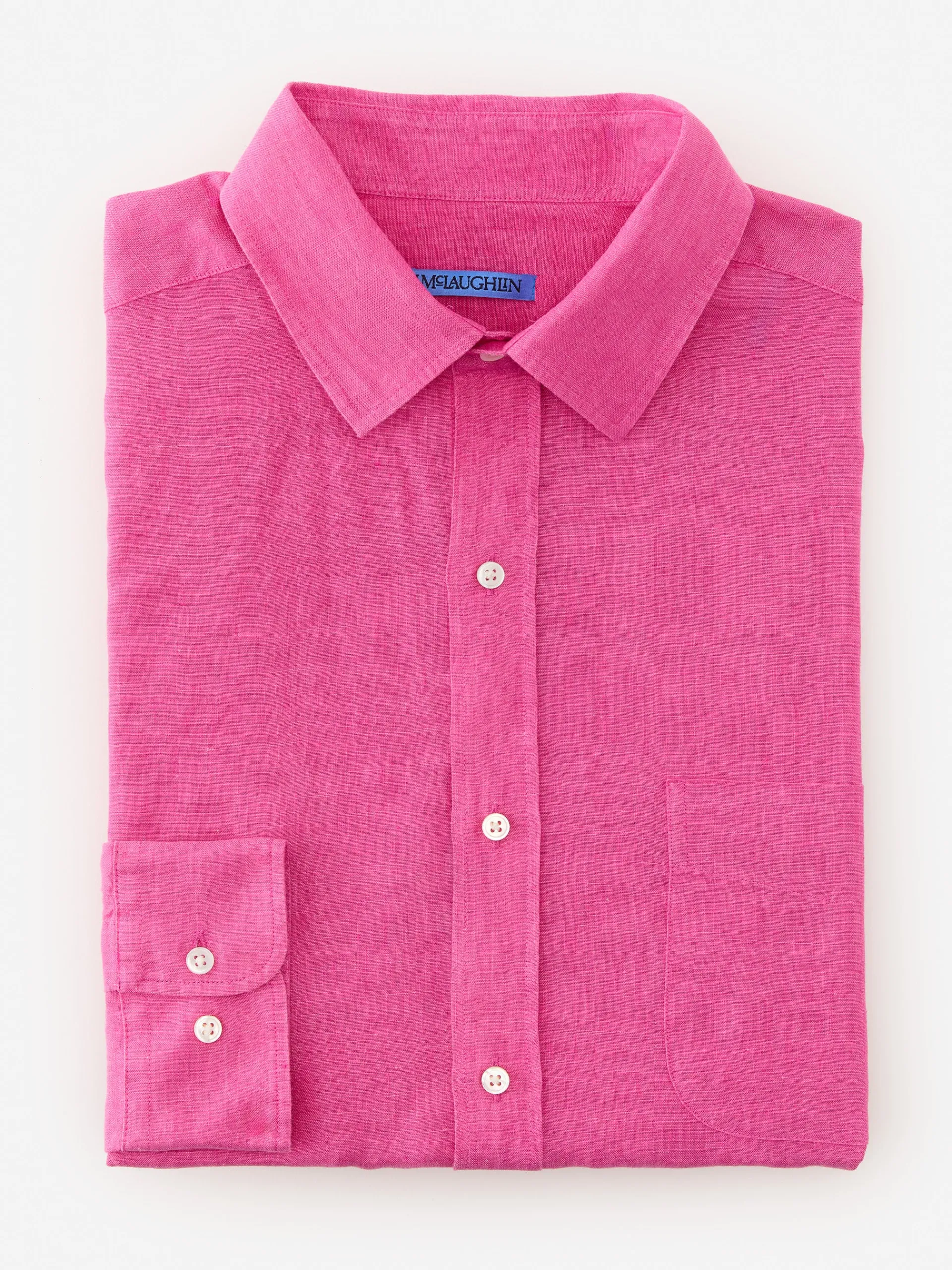 J.McLaughlin Gramercy Classic Fit Linen Shirt Pink Shop