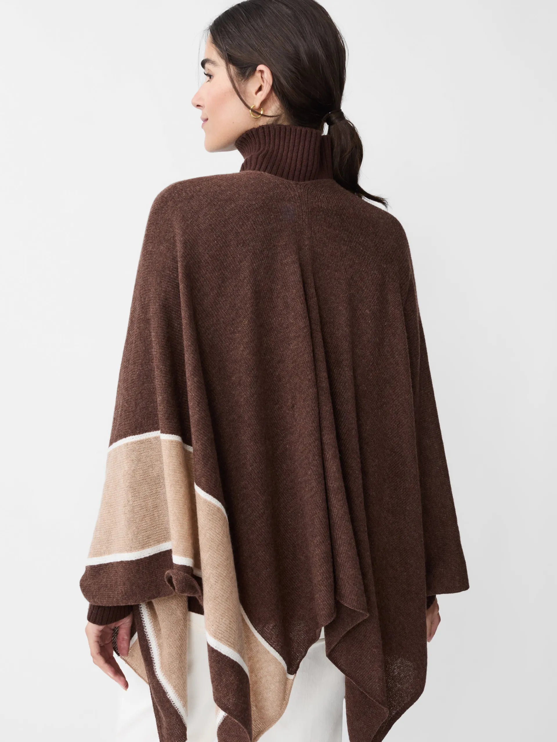 J.McLaughlin Harriet Cashmere Wrap in Color Block HeatherBrown/Toffee Flash Sale