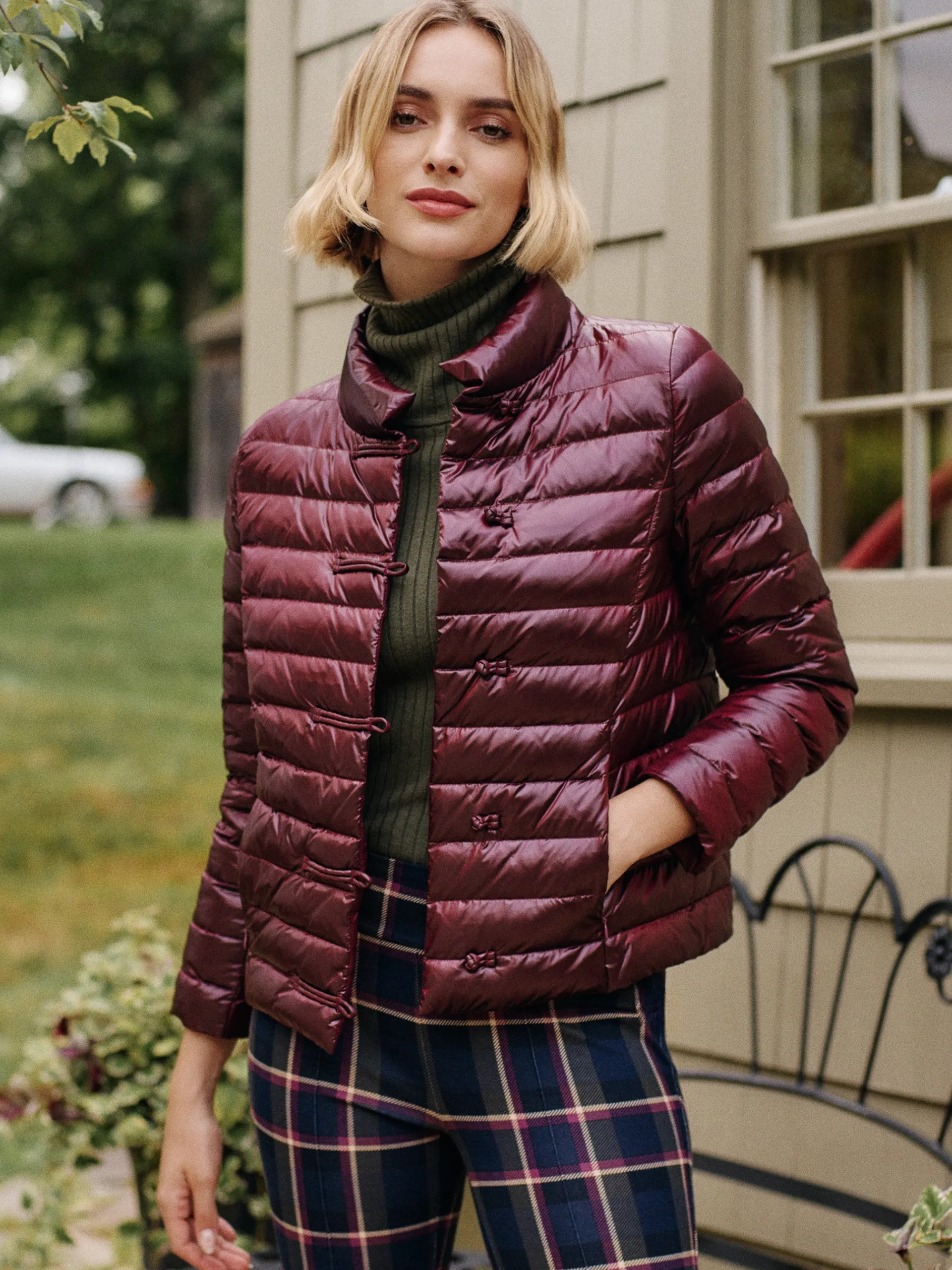 J.McLaughlin Hayes Puffer Jacket ShinyWine New