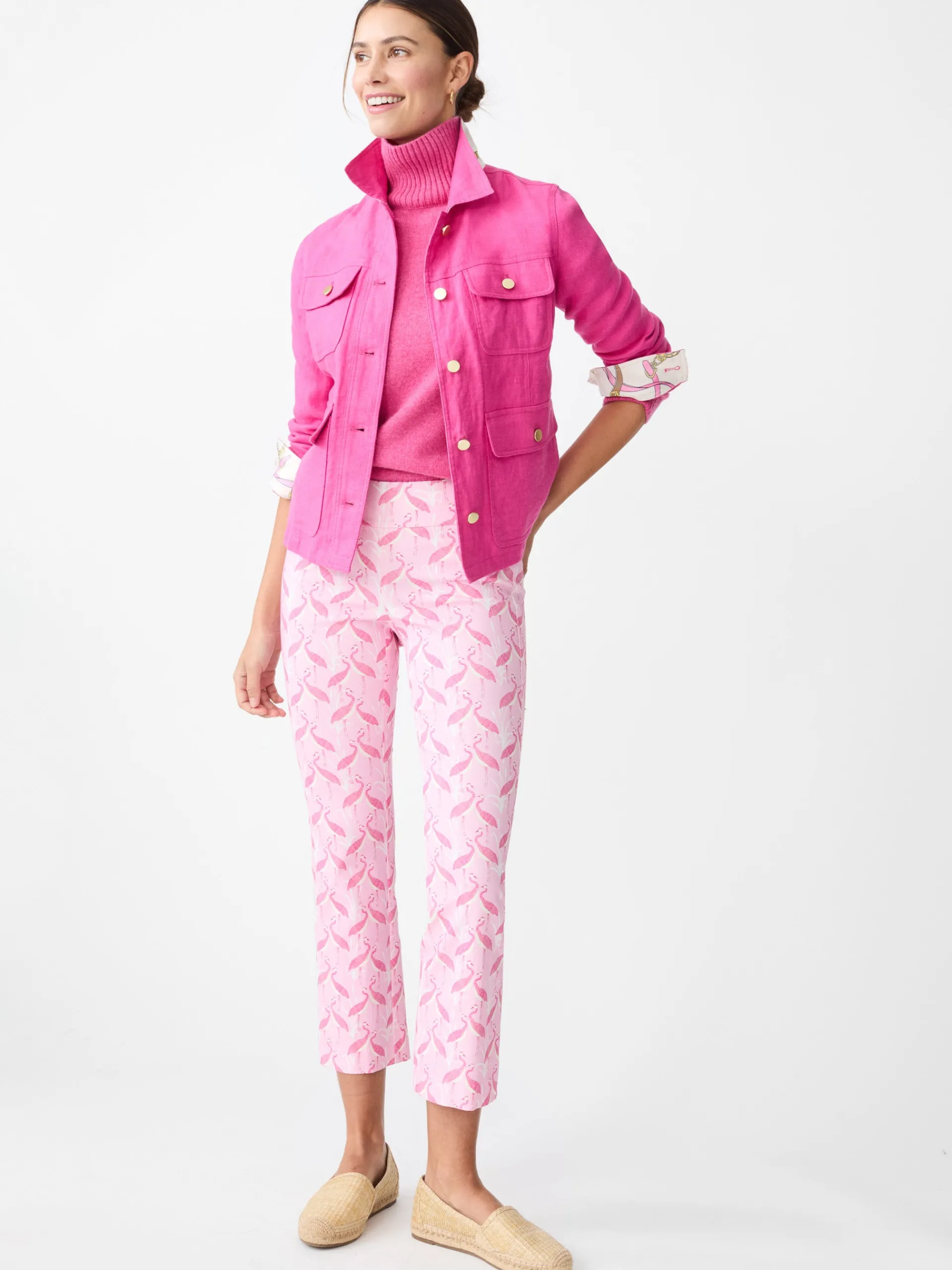 J.McLaughlin Ivy Pants in Midi Ibis Crest LightPink/Pink Outlet