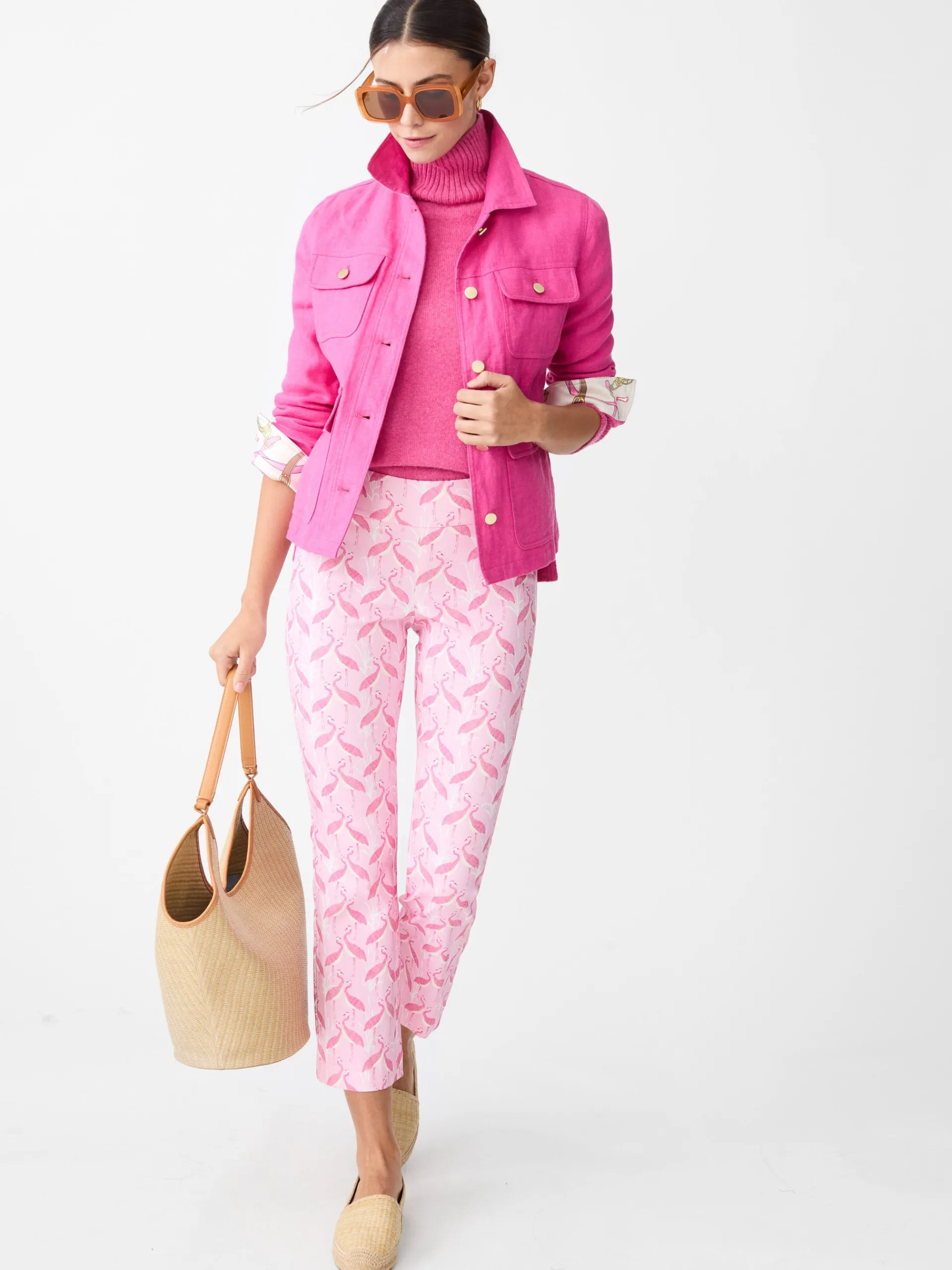 J.McLaughlin Ivy Pants in Midi Ibis Crest LightPink/Pink Outlet