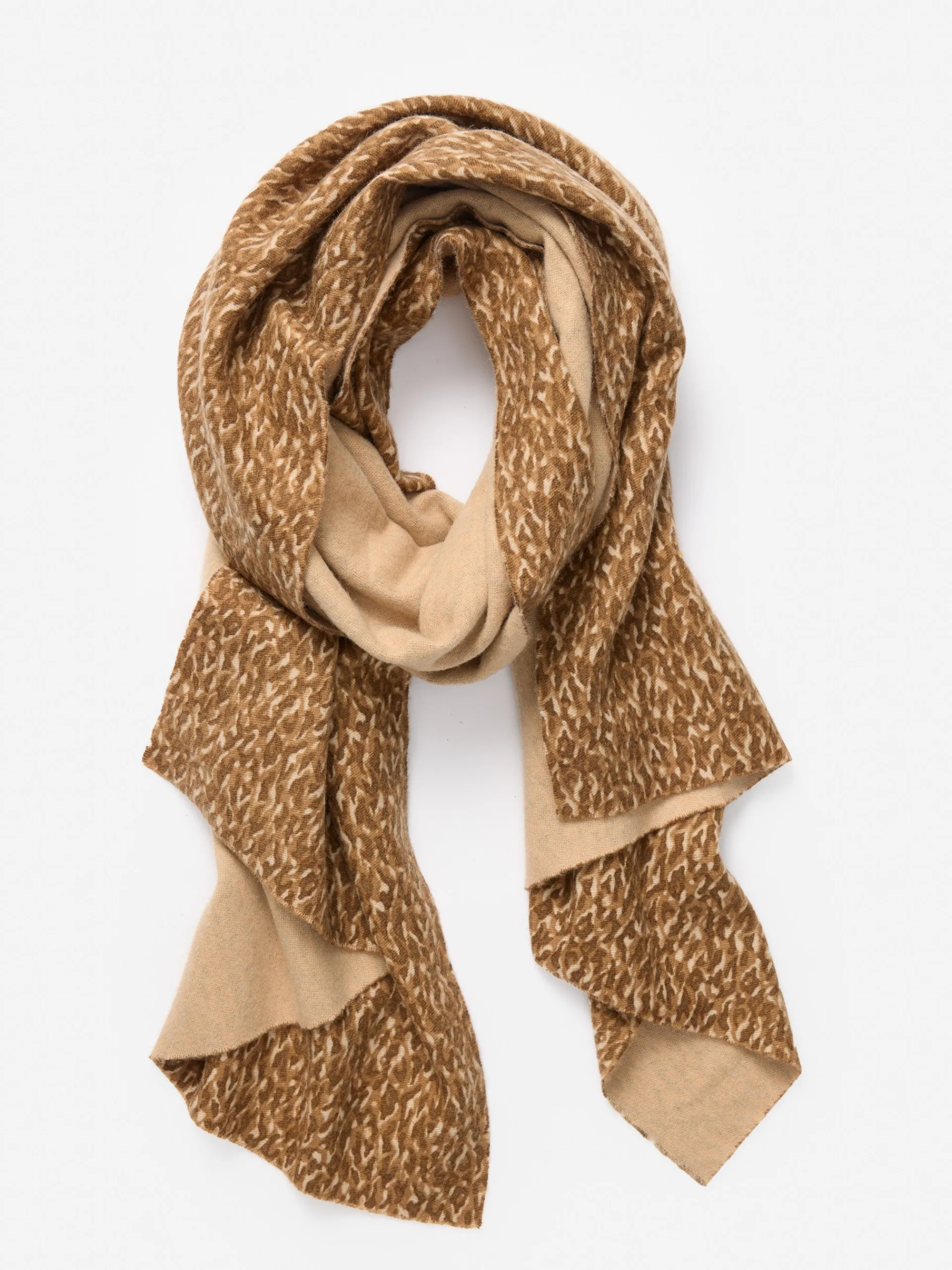 J.McLaughlin Jaipur Cashmere Scarf in Bengal Spot Camel/Brown New