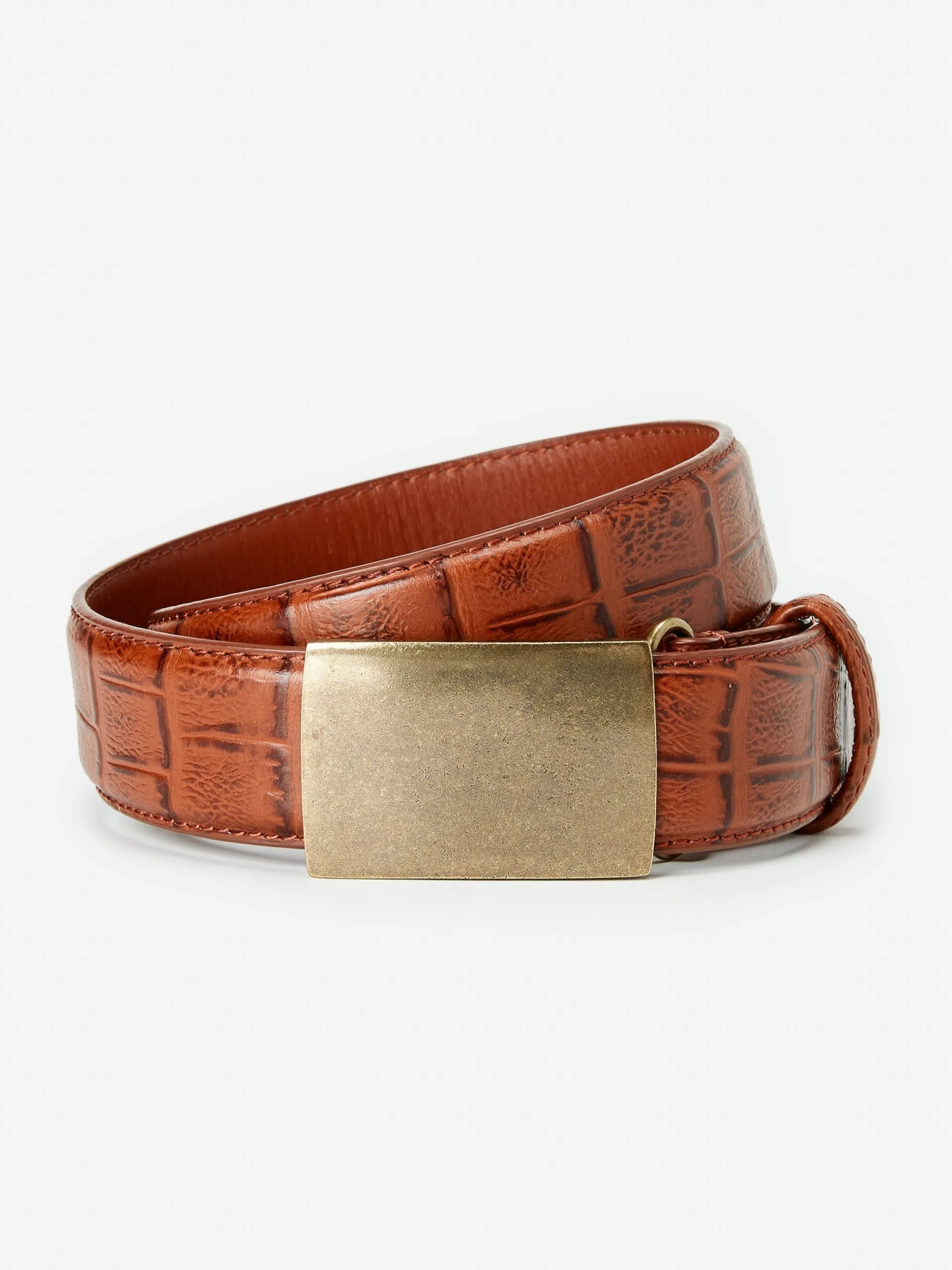 J.McLaughlin James Embossed Crocodile Belt Honey Clearance