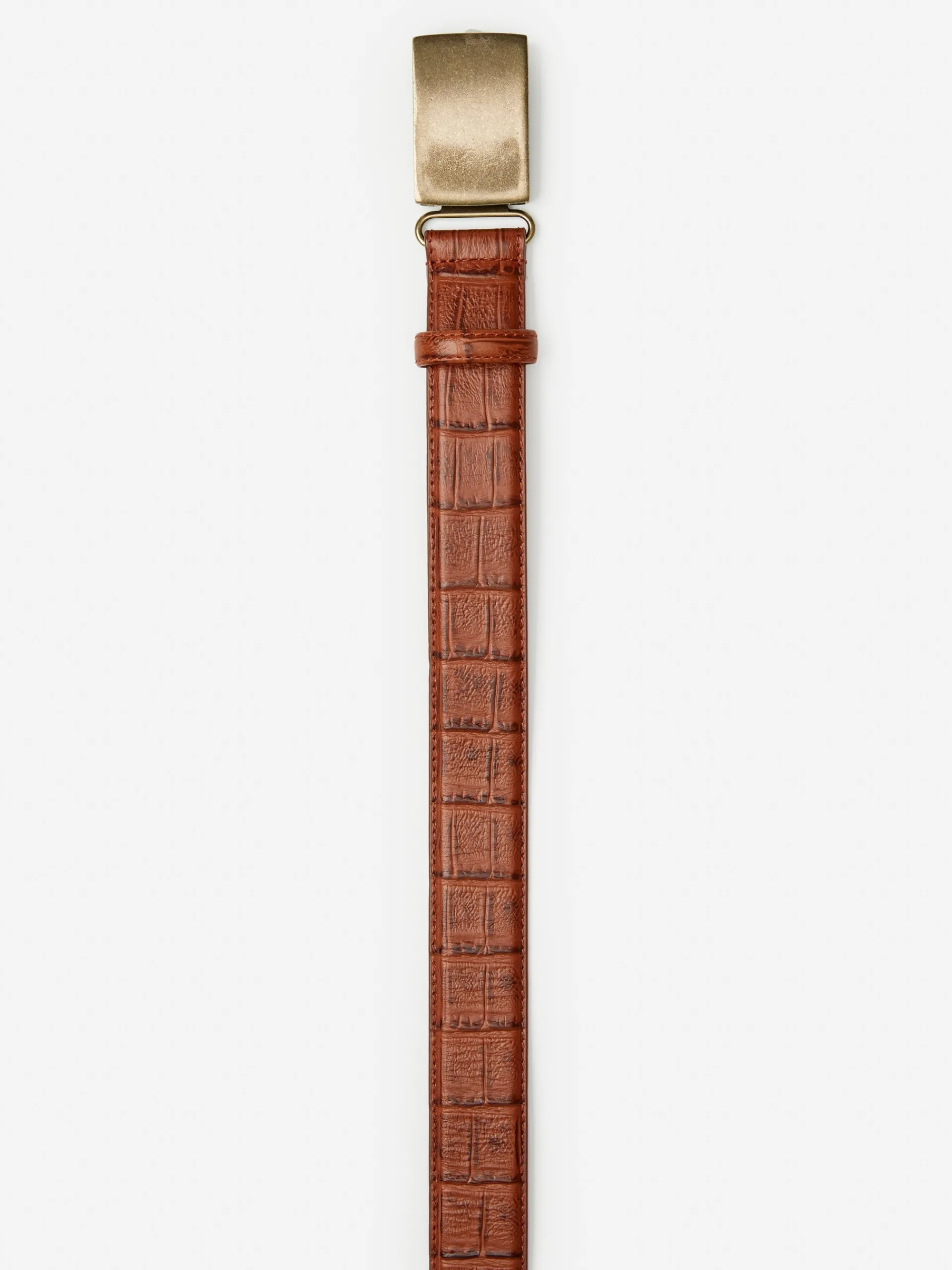 J.McLaughlin James Embossed Crocodile Belt Honey Clearance