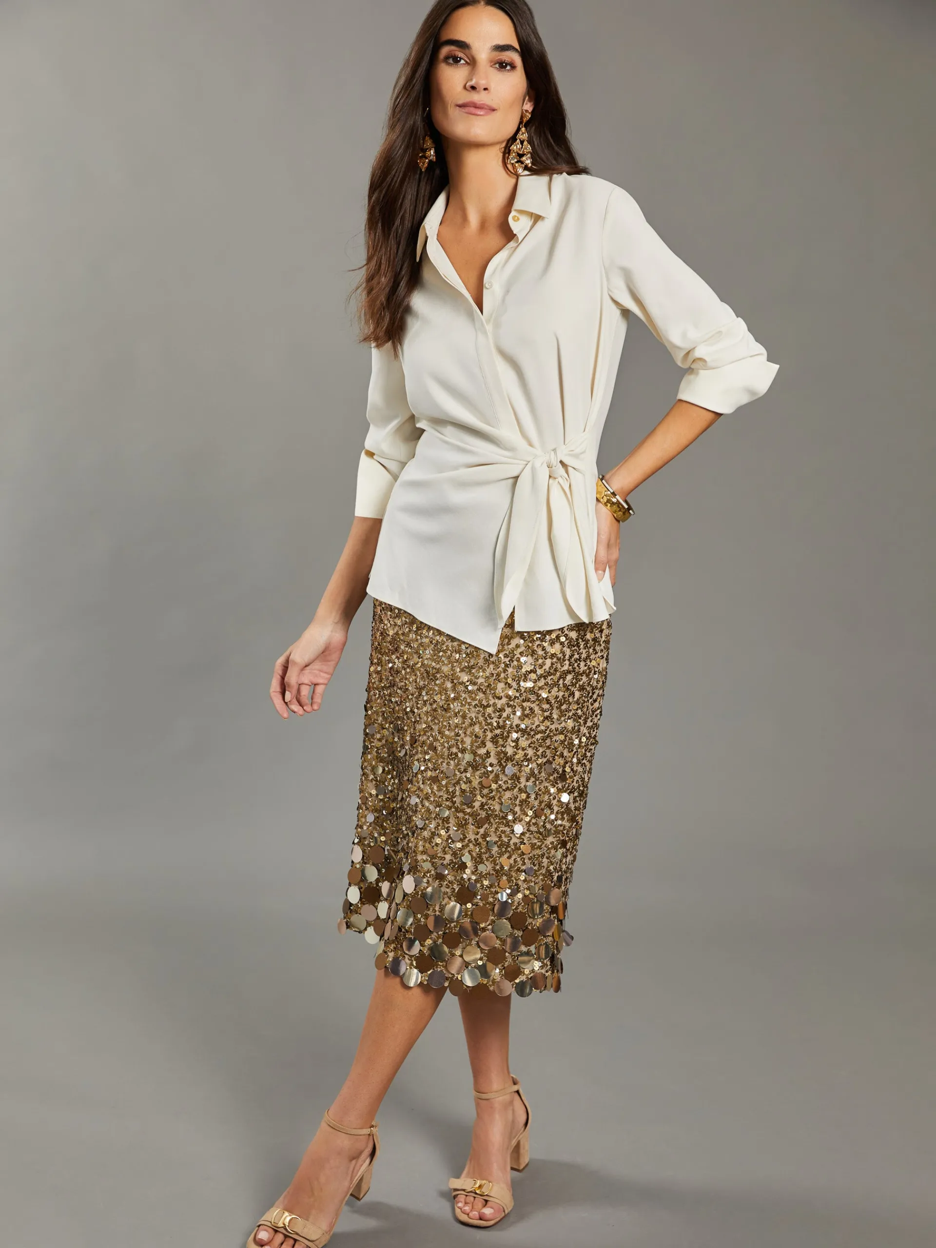 J.McLaughlin Jessica Sequin Skirt: RSVP x Steven Stolman Gold Store