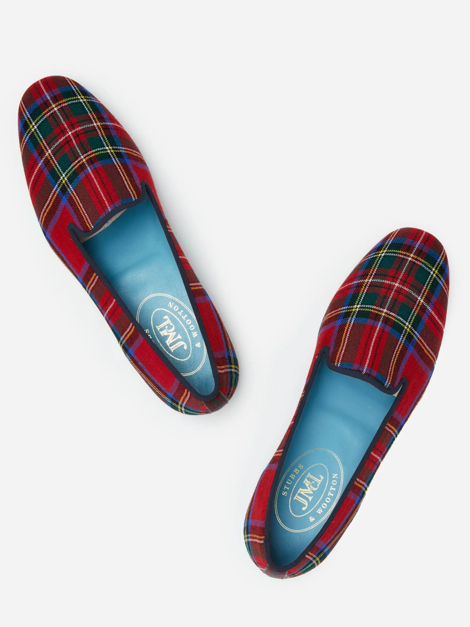 J.McLaughlin J.McL x Stubbs u0026 Wootton Slippers in Plaid Red Cheap