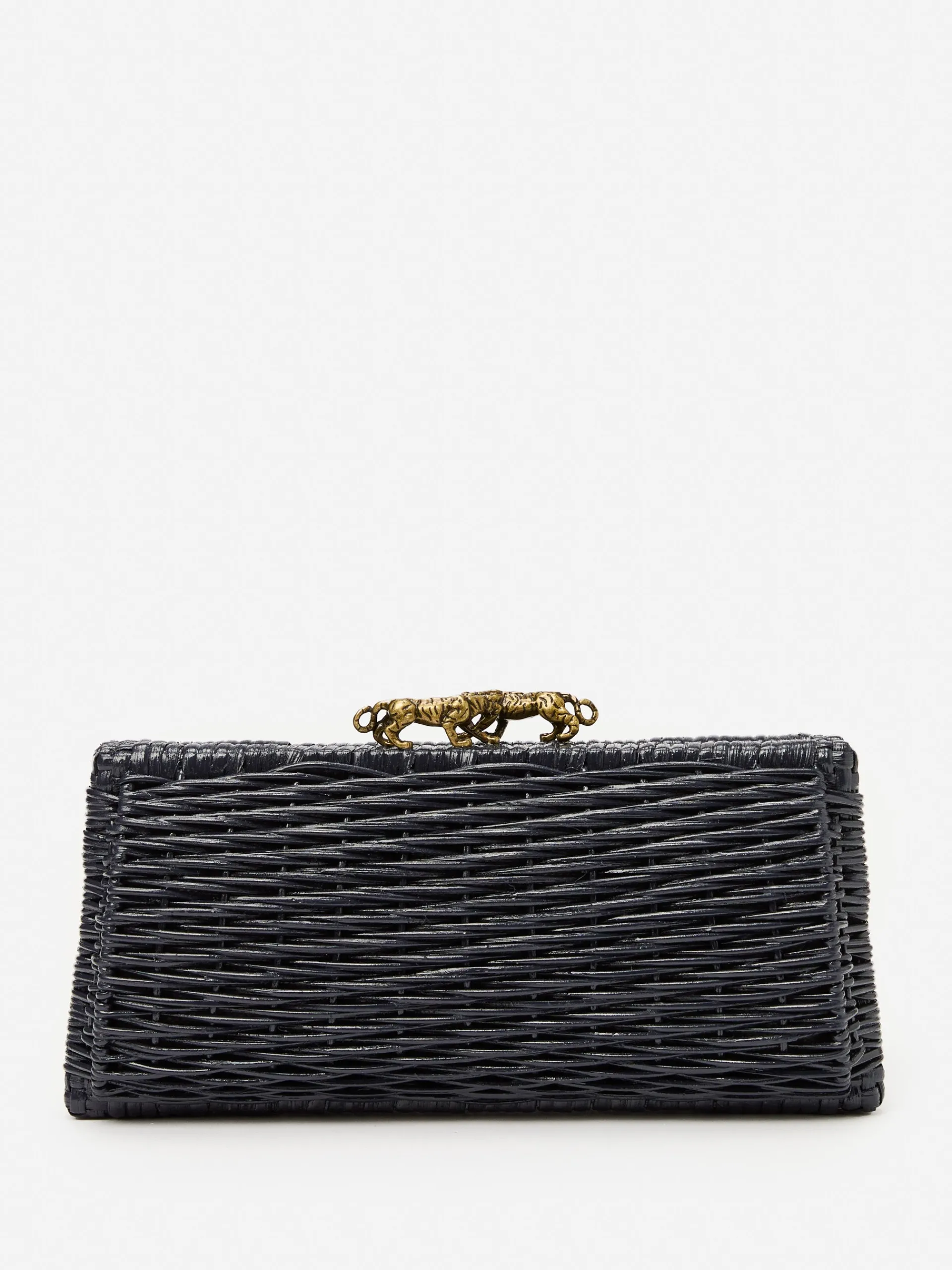 J.McLaughlin Keaton Wicker Clutch Navy Fashion