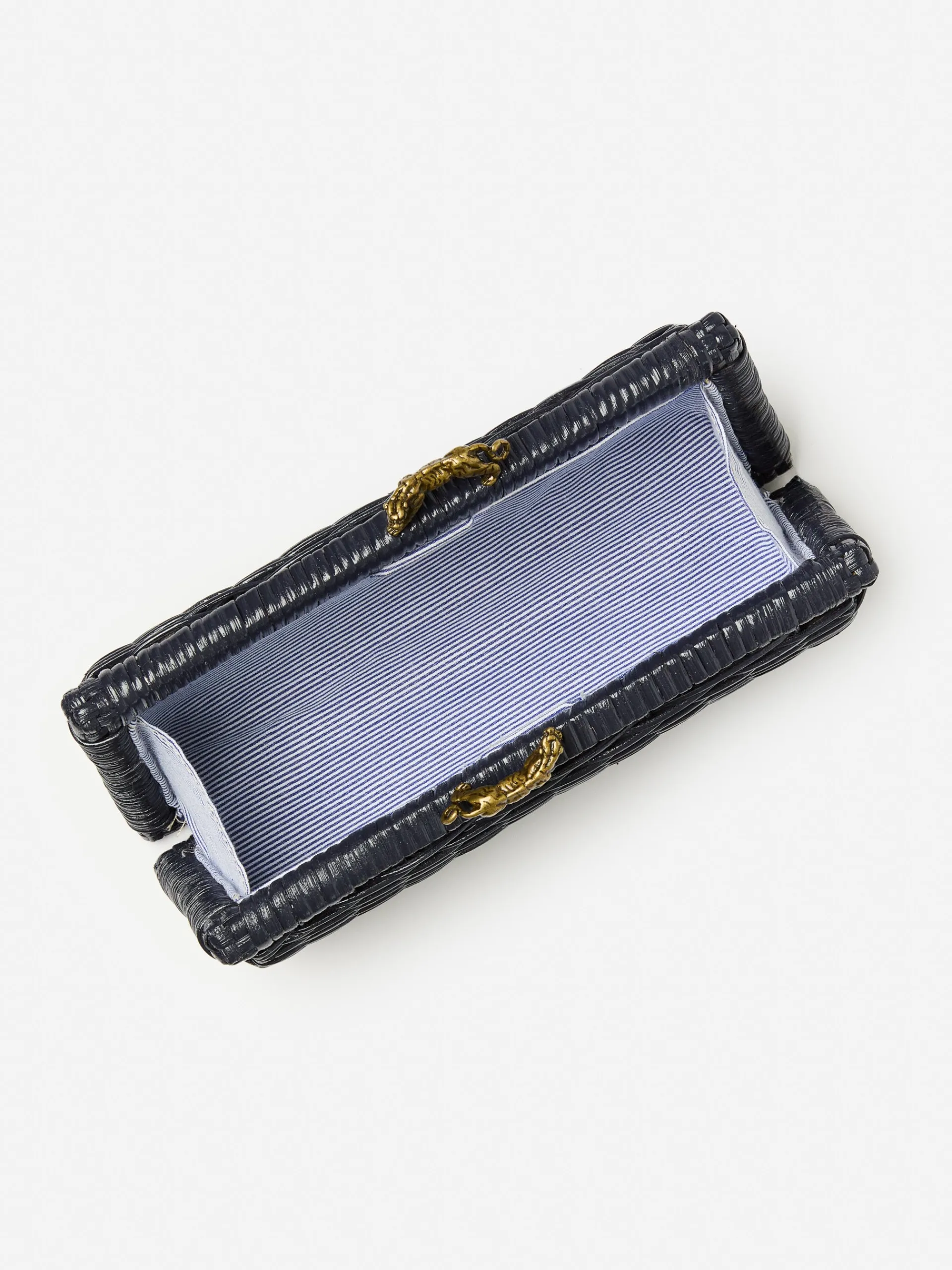 J.McLaughlin Keaton Wicker Clutch Navy Fashion