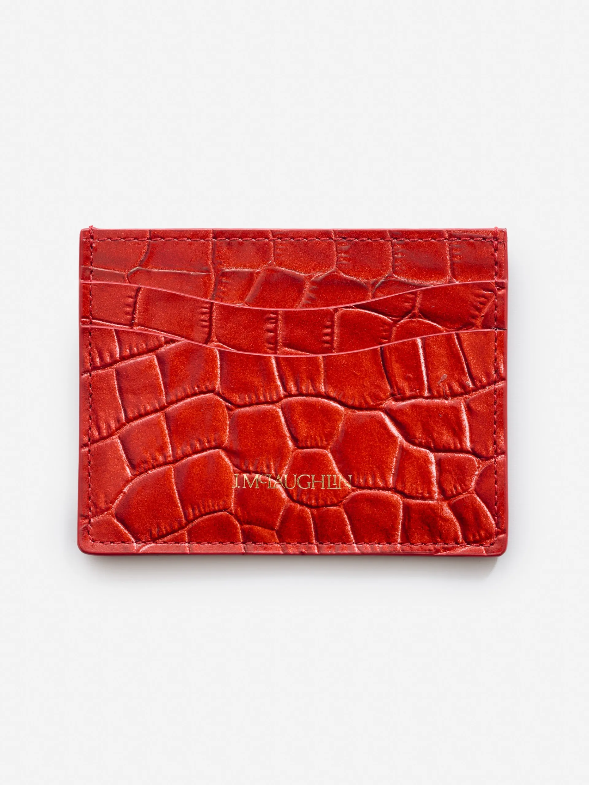 J.McLaughlin Leather Cardcase in Croc Orange Cheap