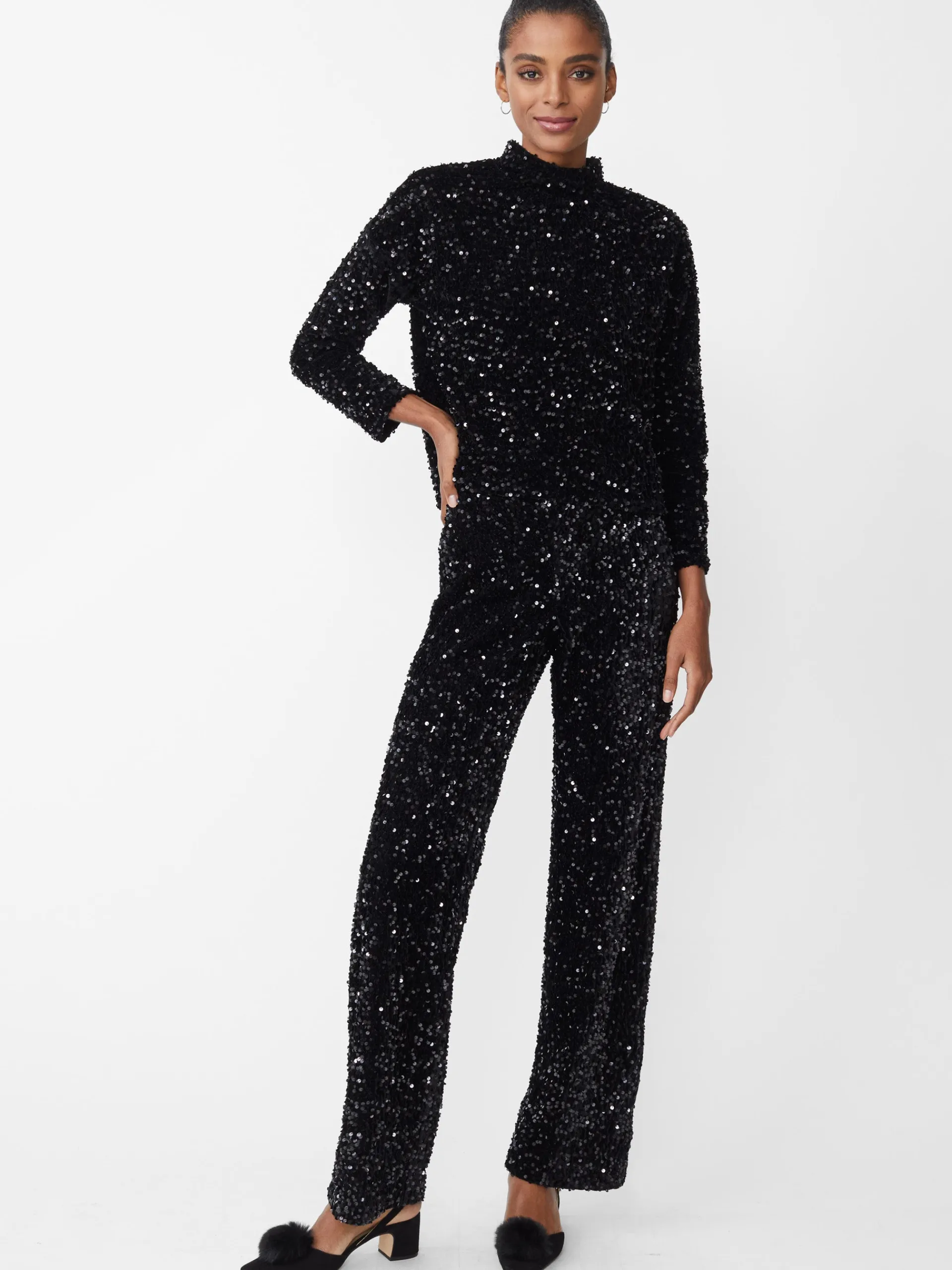 J.McLaughlin Leeza Sequin Top Black Best