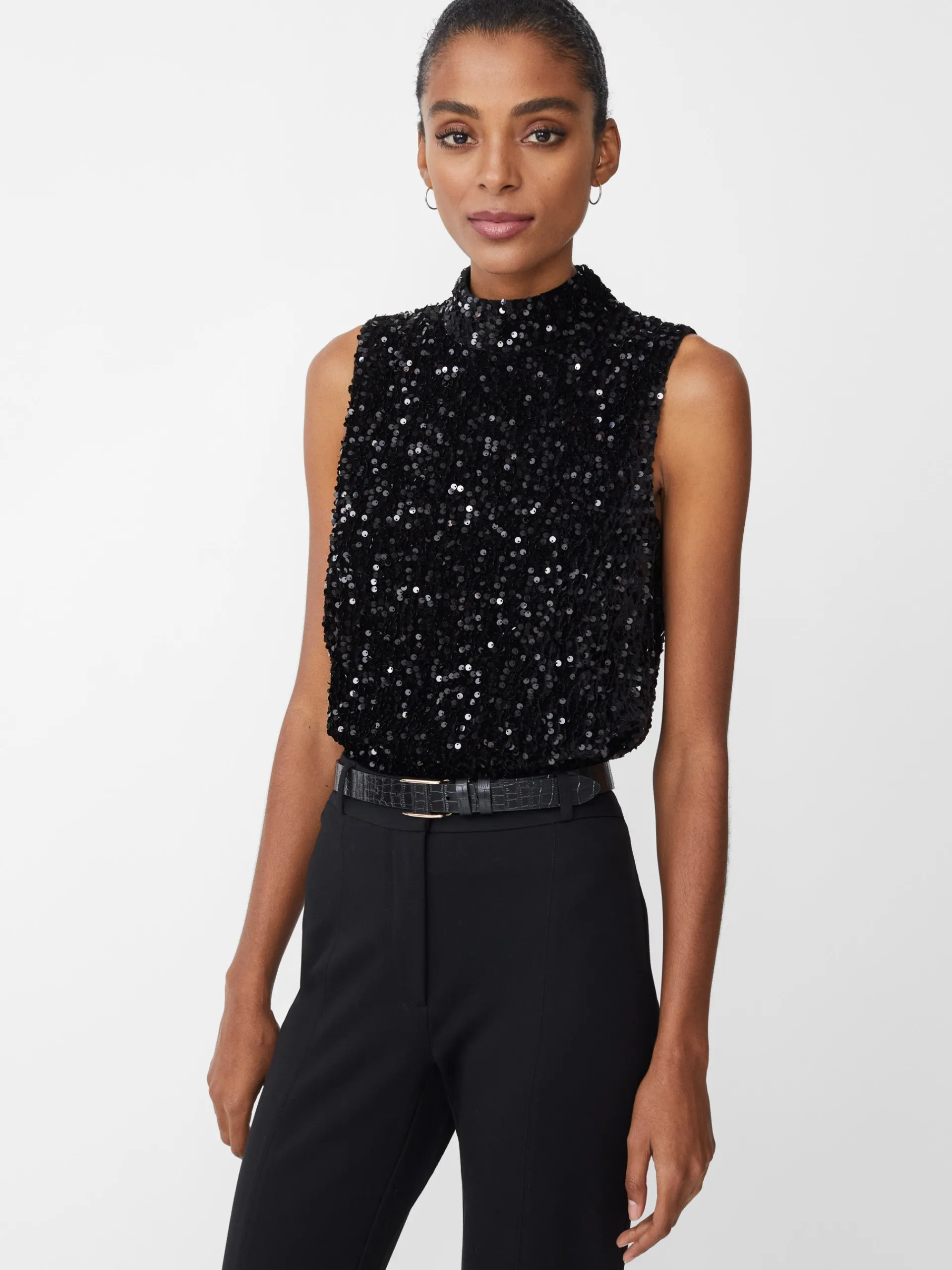 J.McLaughlin Leeza Sleeveless Sequin Top Black Best Sale