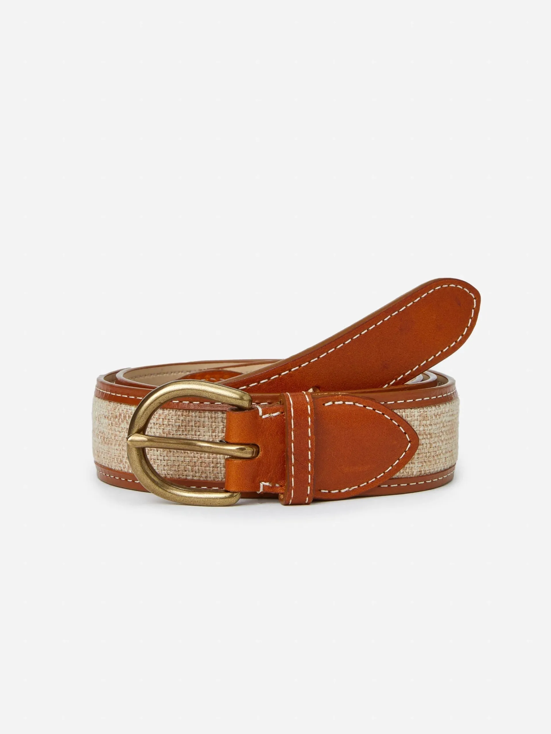 J.McLaughlin Leopold Linen Belt Natural Flash Sale